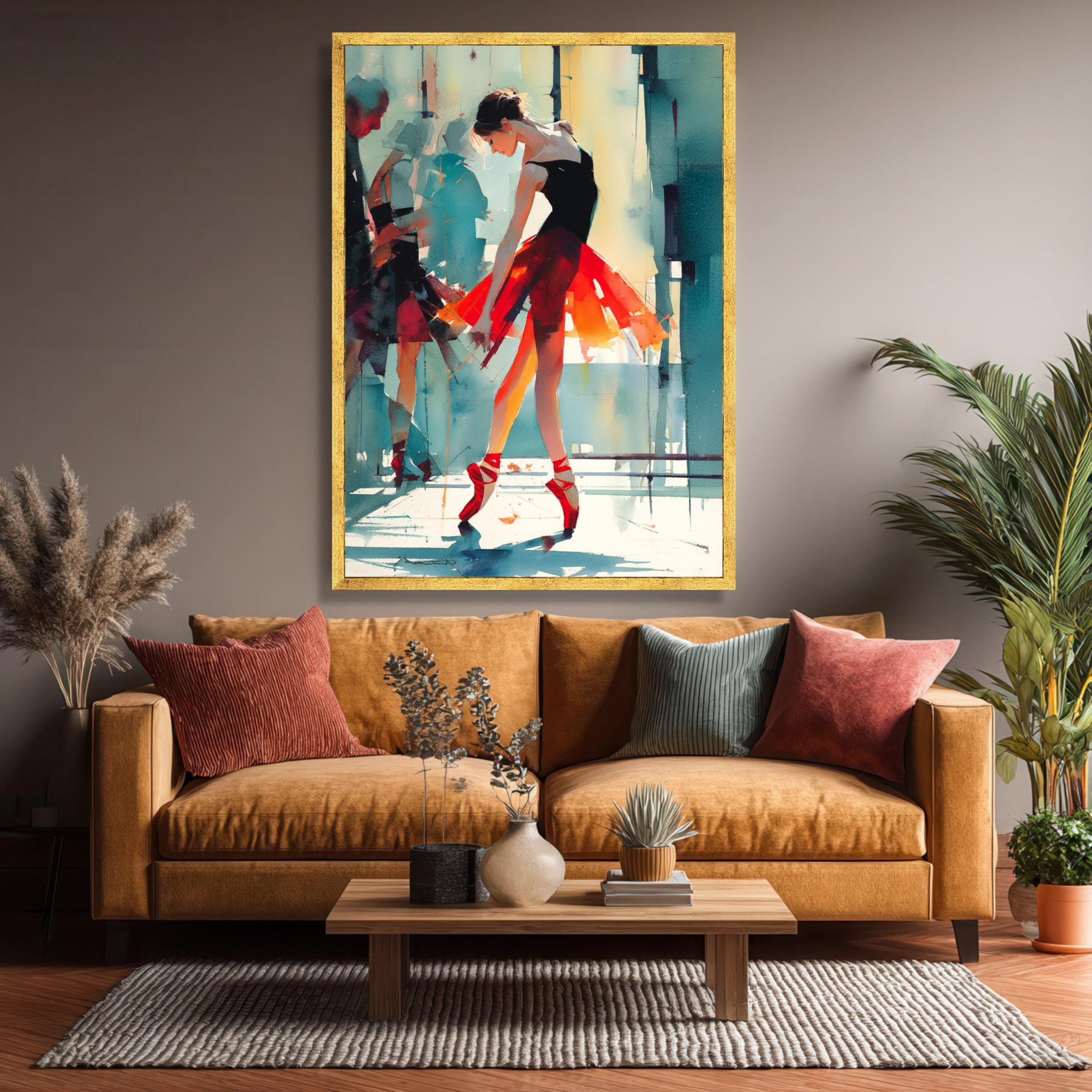 Ballerine en tutu rouge impression toile décorative maison 70x110cm - 6