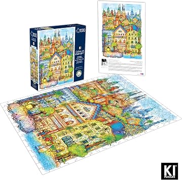 Hard & Challenging 1000 Piece Puzzle for Adults Barcelona at Midnight by Madalina Tantareanu Features Sagrada Familia, Park Guell, Casa Batllo Difficult 27x20 Jigsaw by KI Puzzles