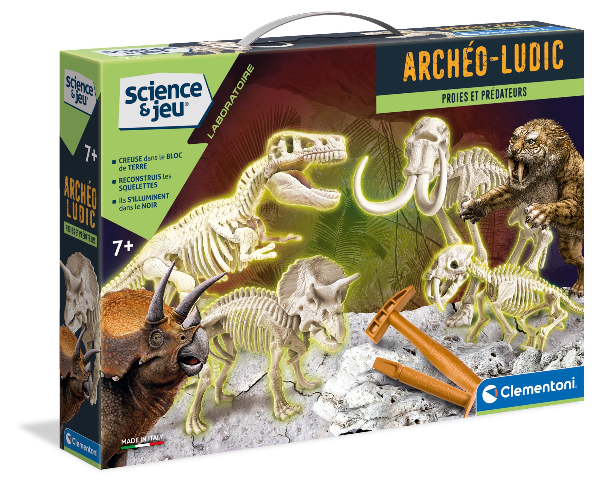 Clementoni Archeo Ludic – Bicicloraptor: Kit Scavo Dinosauro Con Scheletro Fosforescente, Gioco Scientifico 7+ Anni - 5