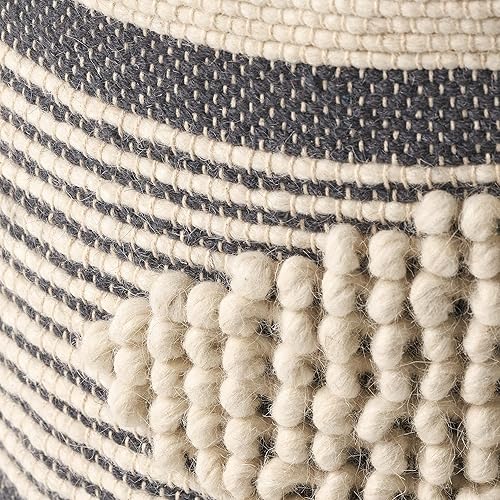 Miniatura 5 de Christopher Knight Home Lucknow - Puf cilíndrico hecho a mano, color blanco y azul marino