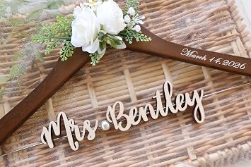 Custom Wedding Hanger with Bride Last Name & Date | Personalized Bridesmaid Gift Bridal Shower Gift