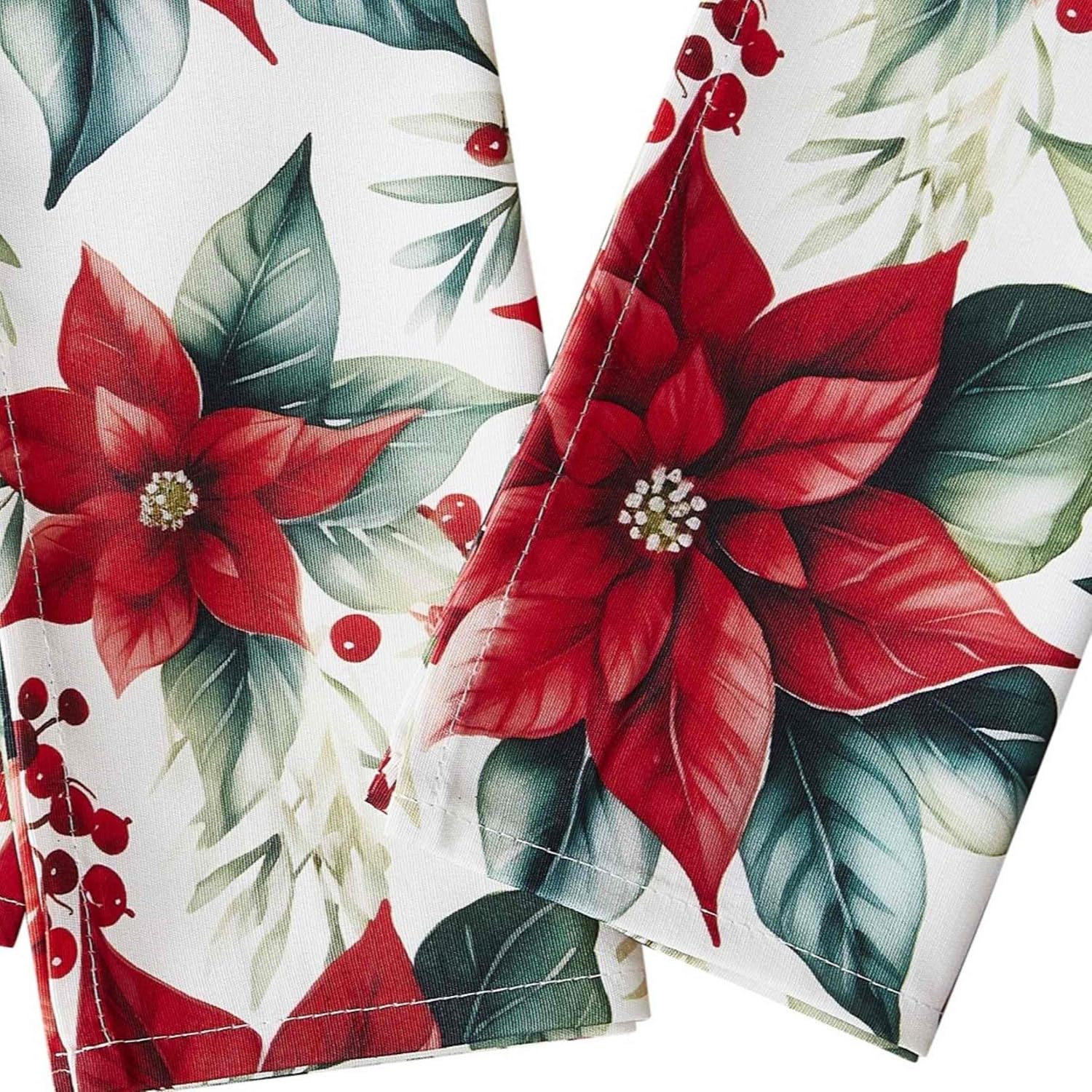Avanti Linens - Cloth Napkins, Floral Tabletop Accessories, Holiday Decorations, Set of 4 (Poinsettia Collection)