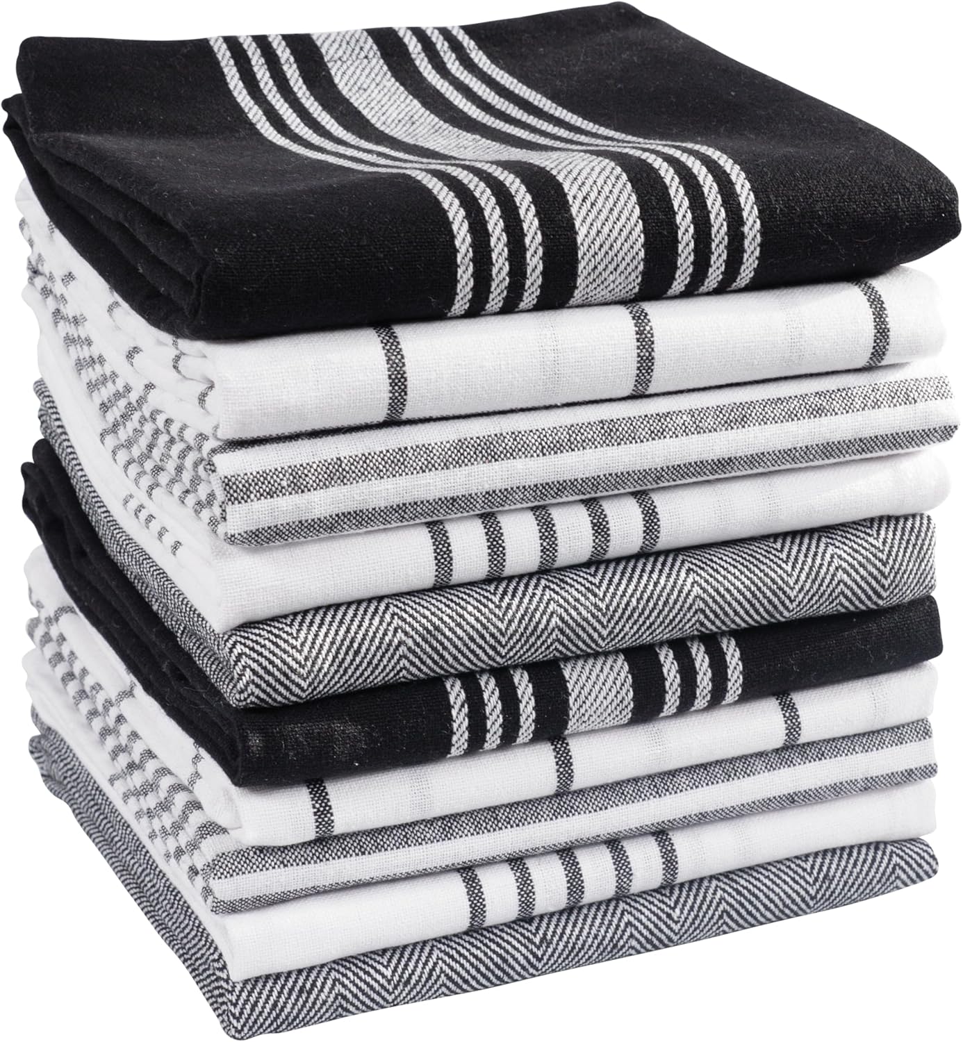 KAF Home Soho Kitchen Dish Towels - Set of 10, 18 x 28 Inch (Black)