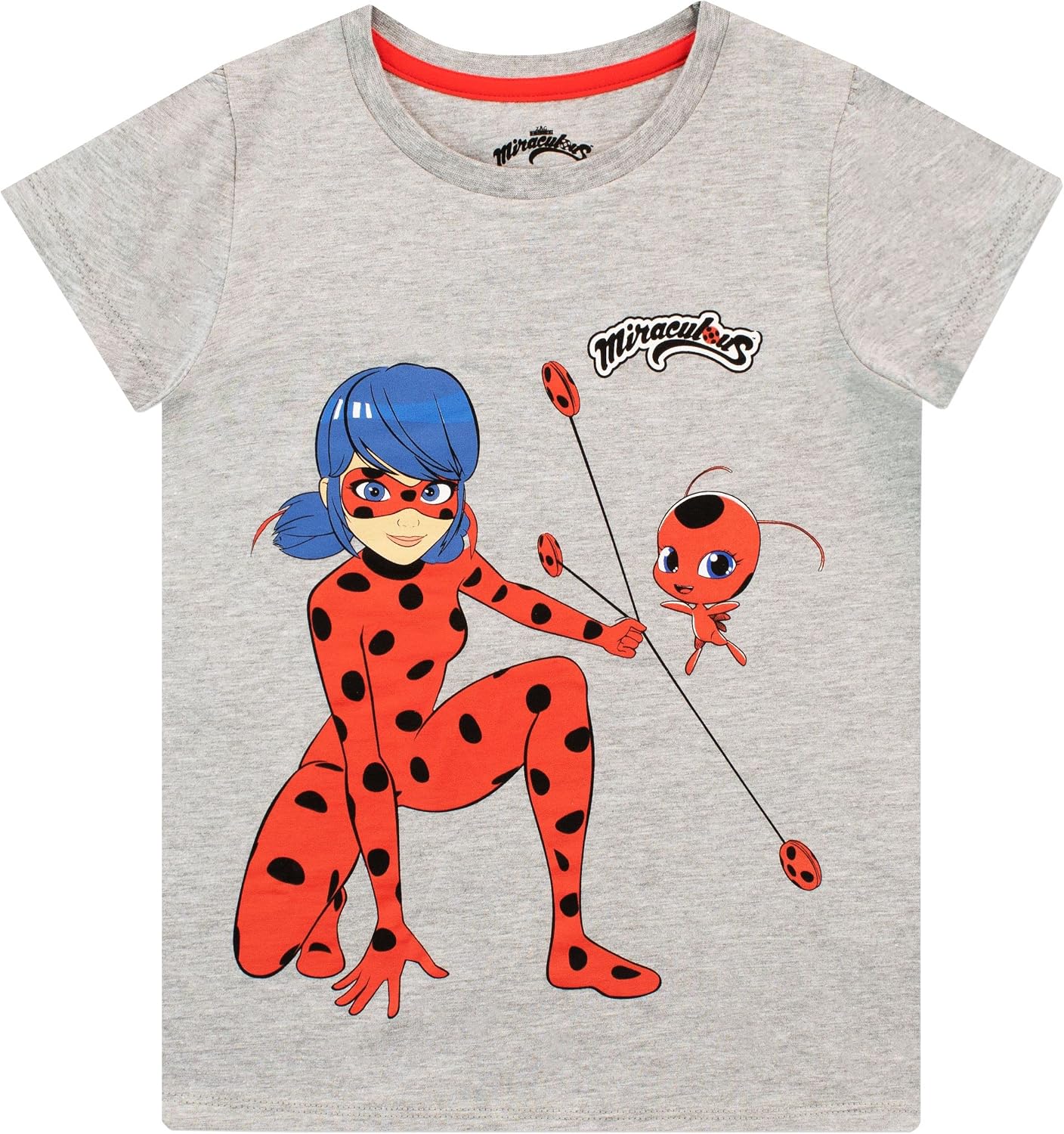 Miraculous Girls' Ladybug Top and Leggings Set 2 Piece Superhero Outfit for Kids Grey Size 10