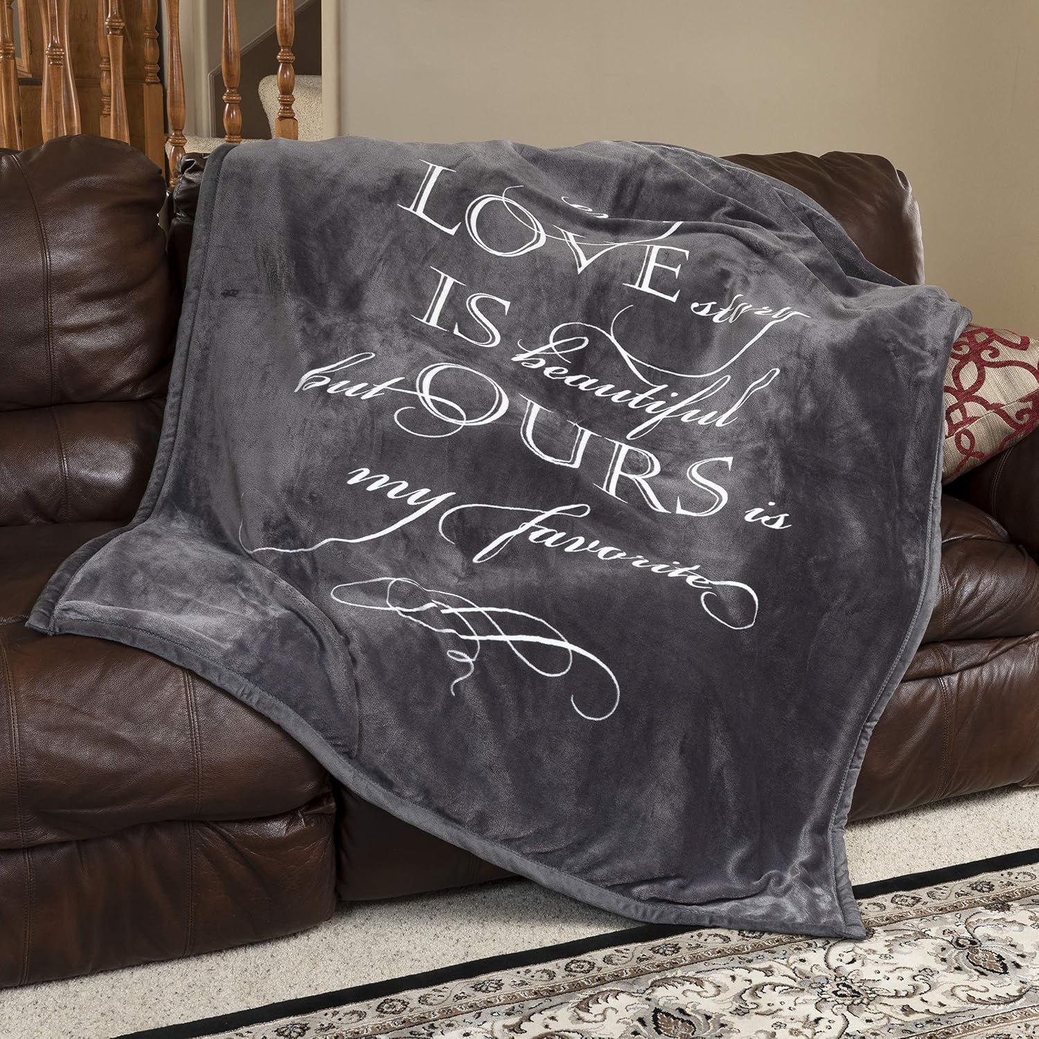 Outrageously Soft Velvet Mink Ultra Plush Throw Blanket - Our Love Story is My Favorite - 50 x 60 inch
