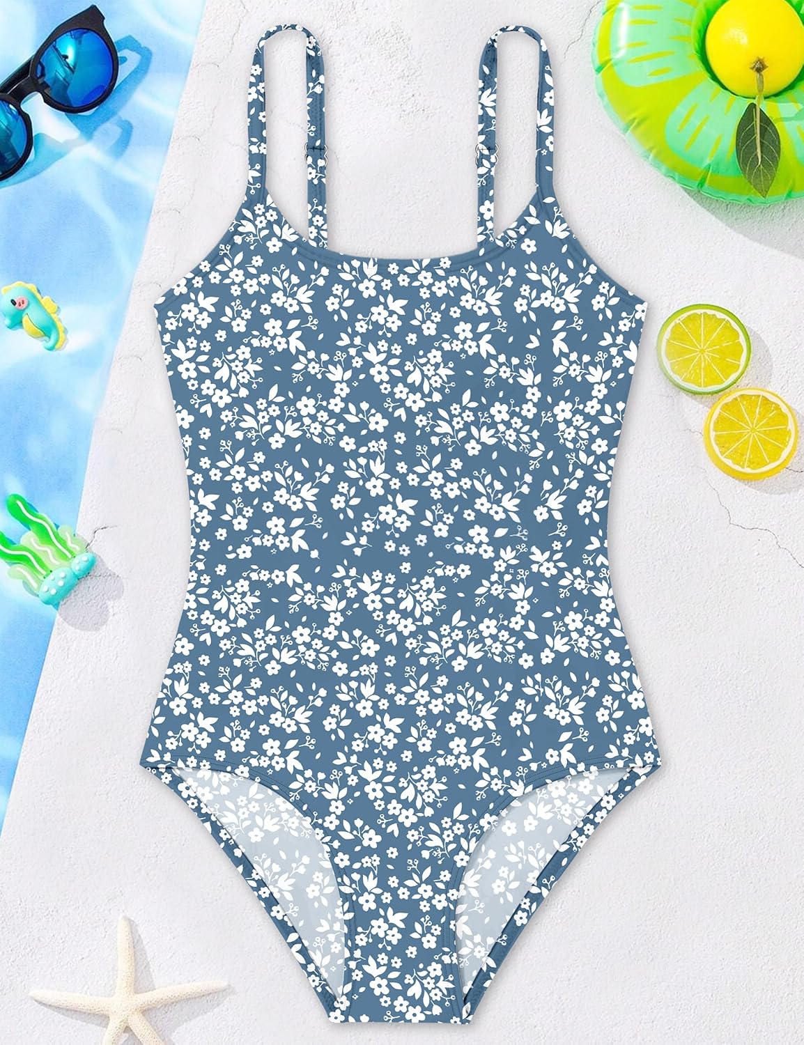 Girl Swimsuit One Piece Bathing Suit for Girls Cut Out Back Solid Color Adjustable Straps Swimwear Size 9-16 - Image 5
