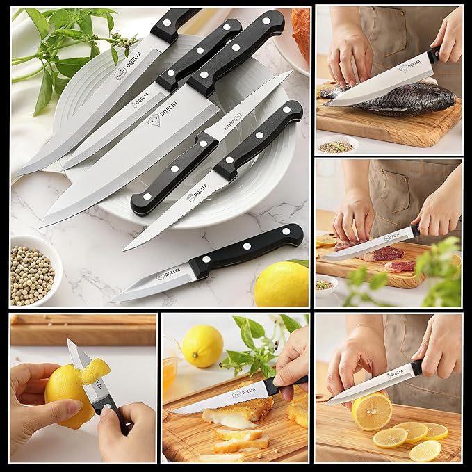 Set Cuchillos Cocina 6 Piezas Acero Inoxidable Negro miniatura 6