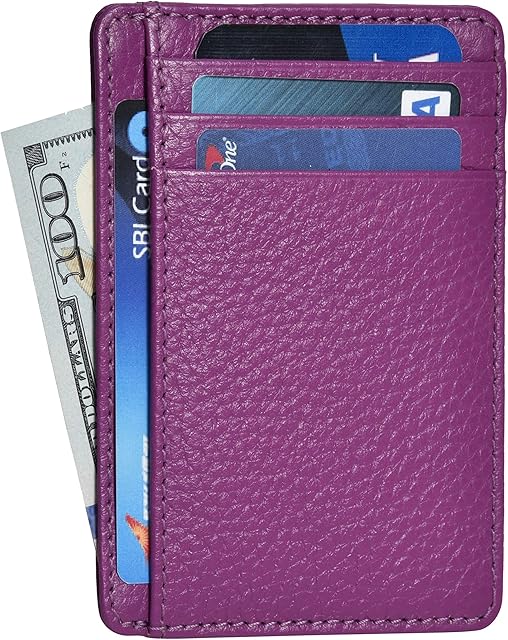 Purple Leather Wallet | Minimalist Design | Minimalist Wallet | Credit/Debit/Gift Card Holder | RFID Blocking