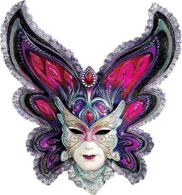 Design Toscano WU75053 Maidens of Mardi Gras Wall Mask Sculpture - Butterfly Maiden