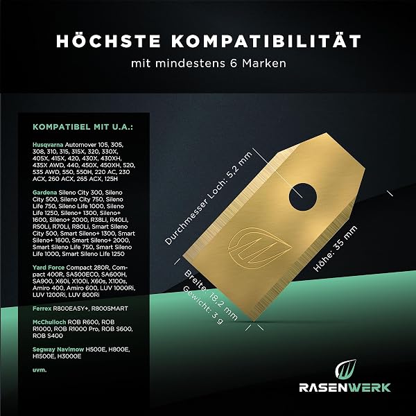 RASENWERK® - Hochwertige Ersatzmesser für Mähroboter - Kompatibel mit Husqvarna, Gardena, Yard Force mit innovativen Schrauben - Universal Ersatzklingen – Rasenroboter Messer Messerset – 30 Stk. - 3