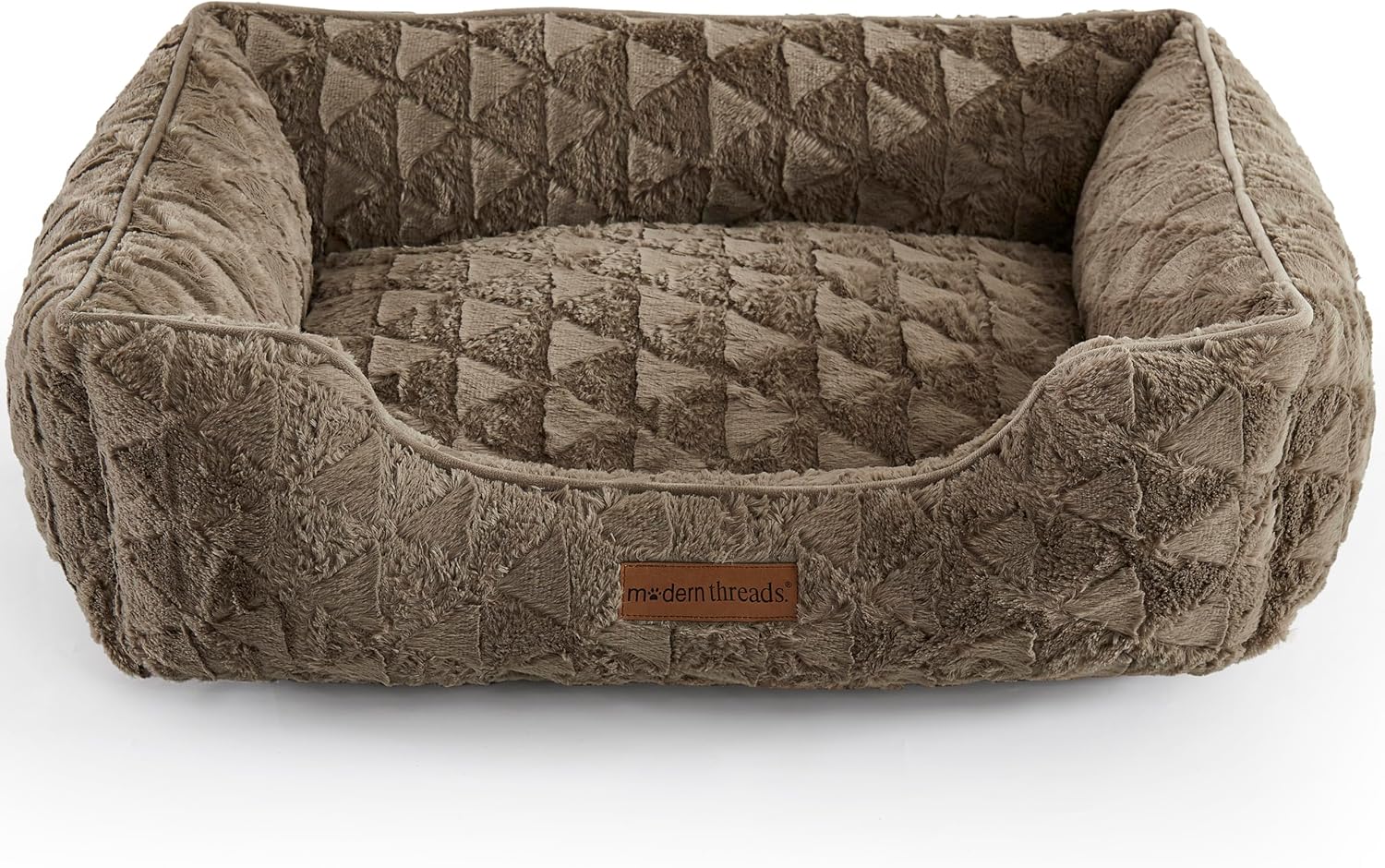 Modern Threads Ultra Soft Plush Pet Bed for Medium Dogs with Elegant Texture and Stylish Design, Removable Washable Cover, Brown, (28" L x 21" W x 9" Th)