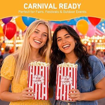 RAYMEA 5 oz Paper Popcorn Bags for Movie Nights and Parties, 50 Pack