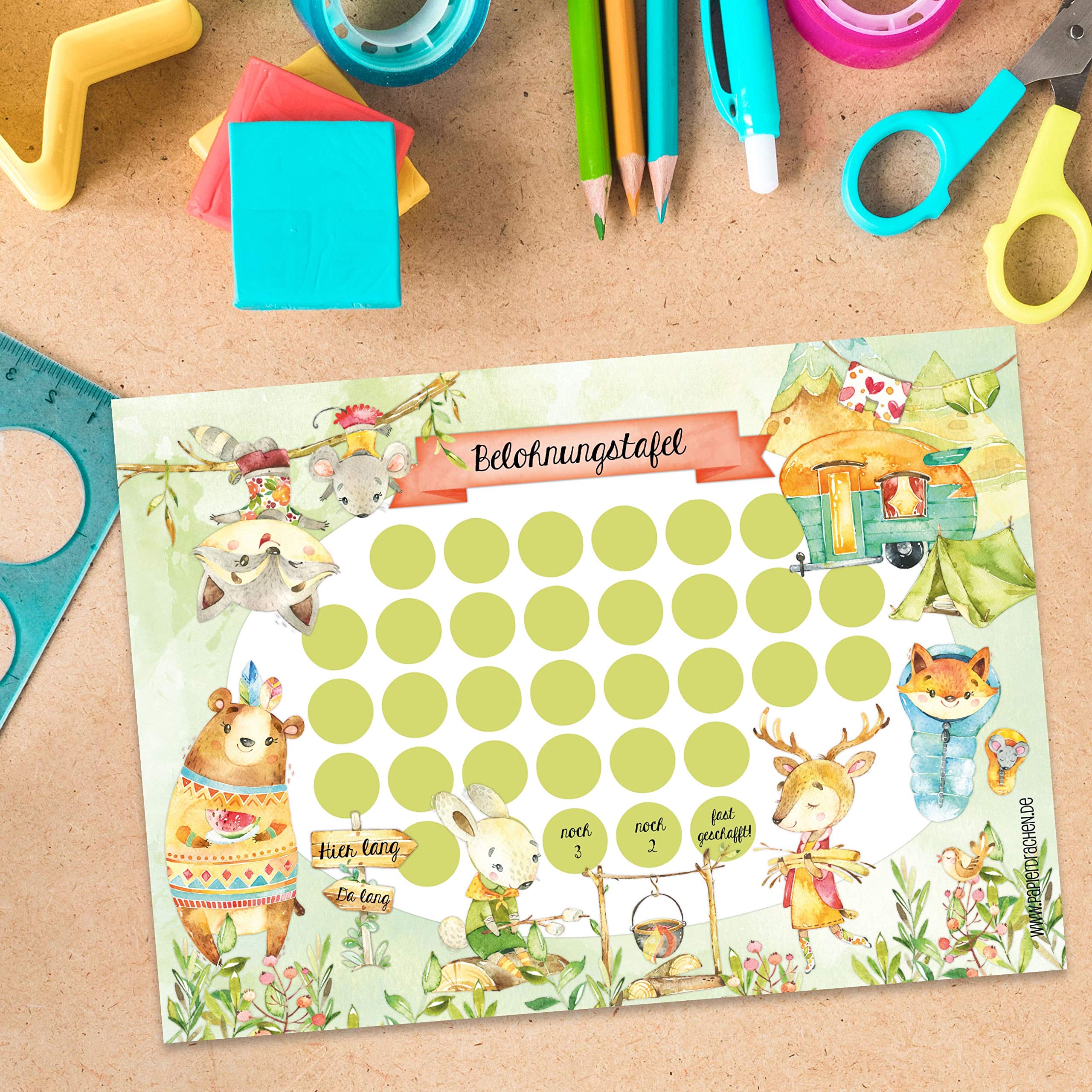 Papierdrachen Reward Chart Set for Children as Tear-Off Pad 10 Sheets, Motivational Concept as Educational Aid - Image 2