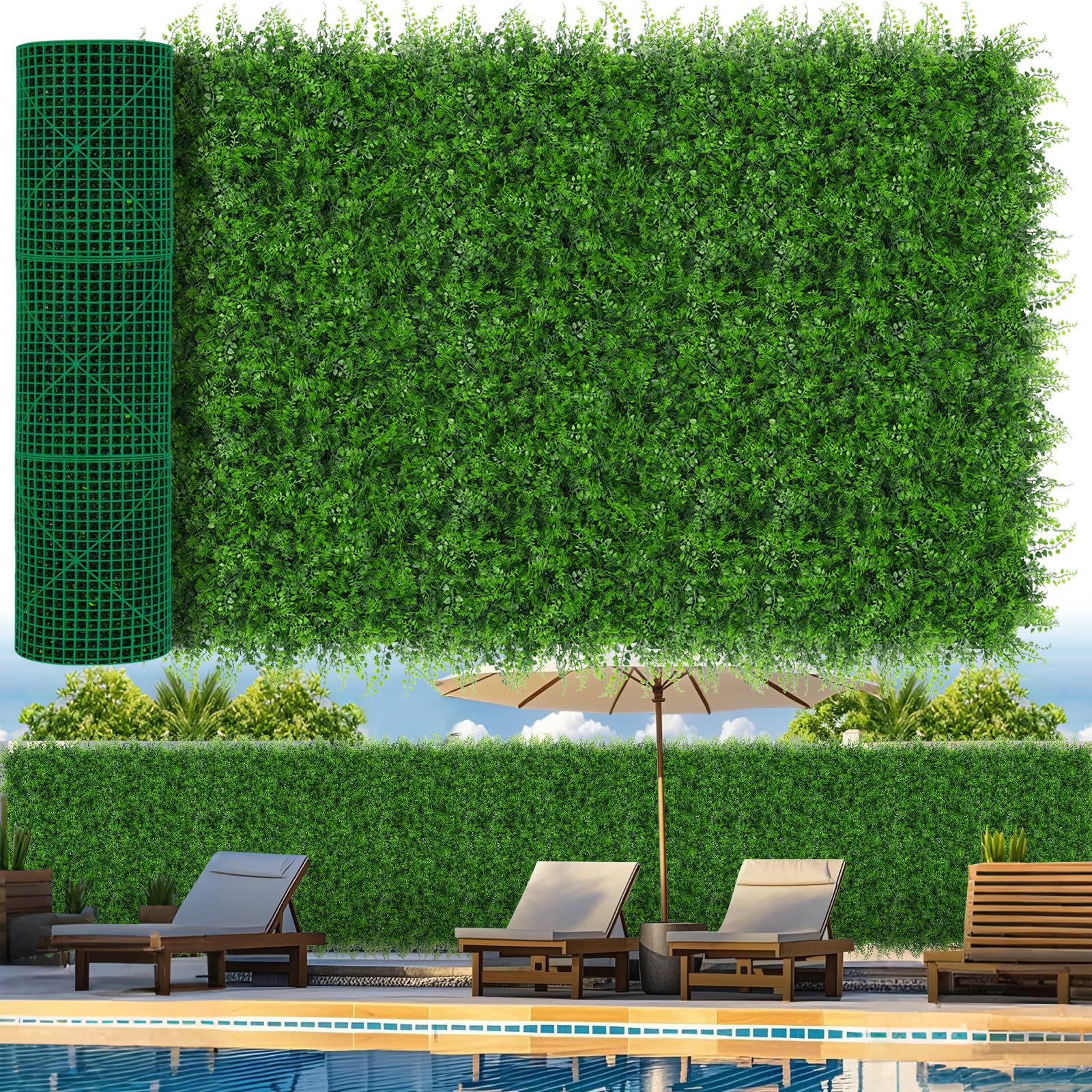 Photo 1 of Grooy 60"x120"(50 SQFT) Artificial Hedge Grass Wall Roll Panels, Green Wall Panels, Plant Wall, Greenery Wall Backdrop, UV Protected Privacy Fence Screen for Outdoor Indoor Wedding Décor