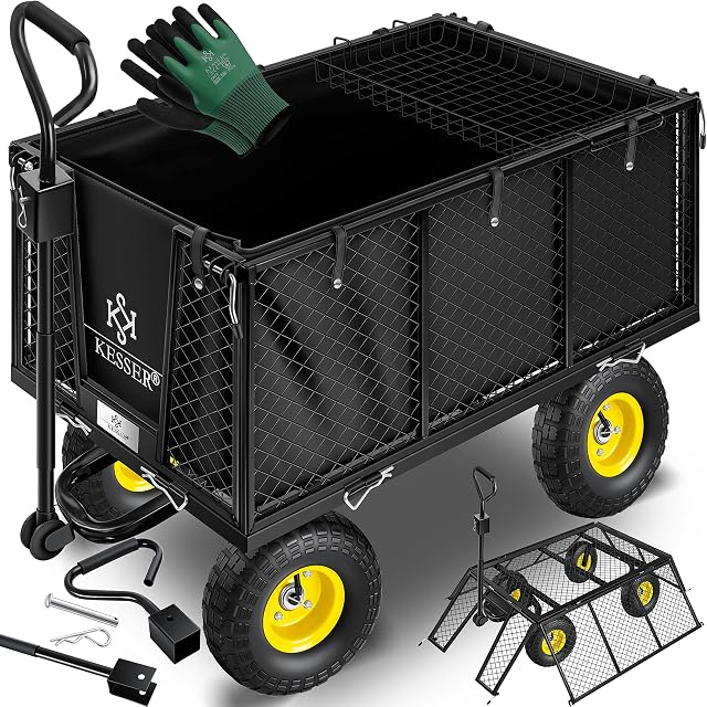 KESSER KESSER Bollerwagen 550 kg belastbar, Gartenwagen Transportwagen mit herausnehmbarer Plane, Gitterwände — Gartenwagen