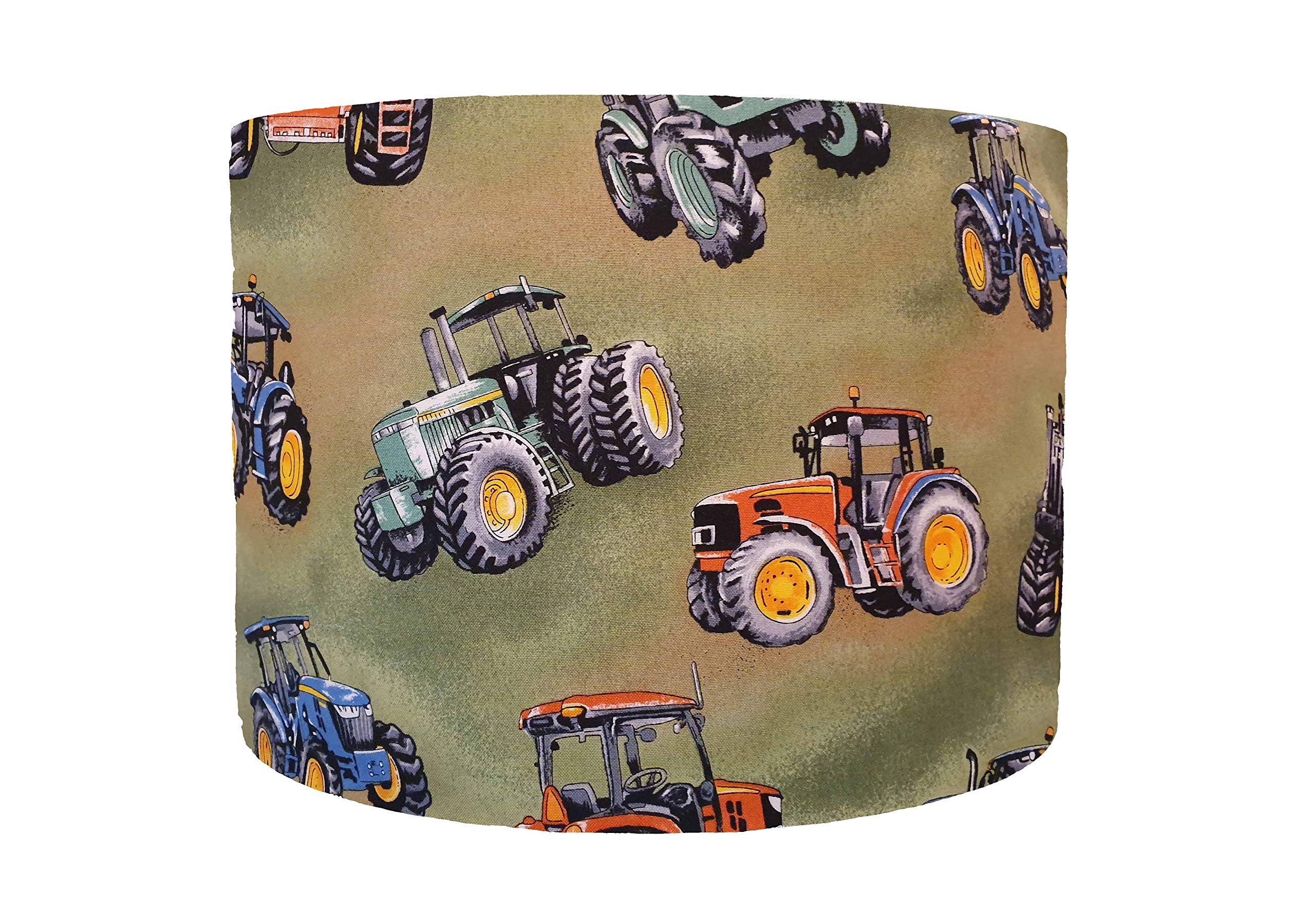 Leo And Cal, Tractor Lampshade, Choice of 20cm, 25cm, 30cm, 35cm Diameter, Toddler Bedroom Decor, Tractor Bedroom Accessories, Farmyard Nursery, Children Bedroom Lamp, Green Lampshade