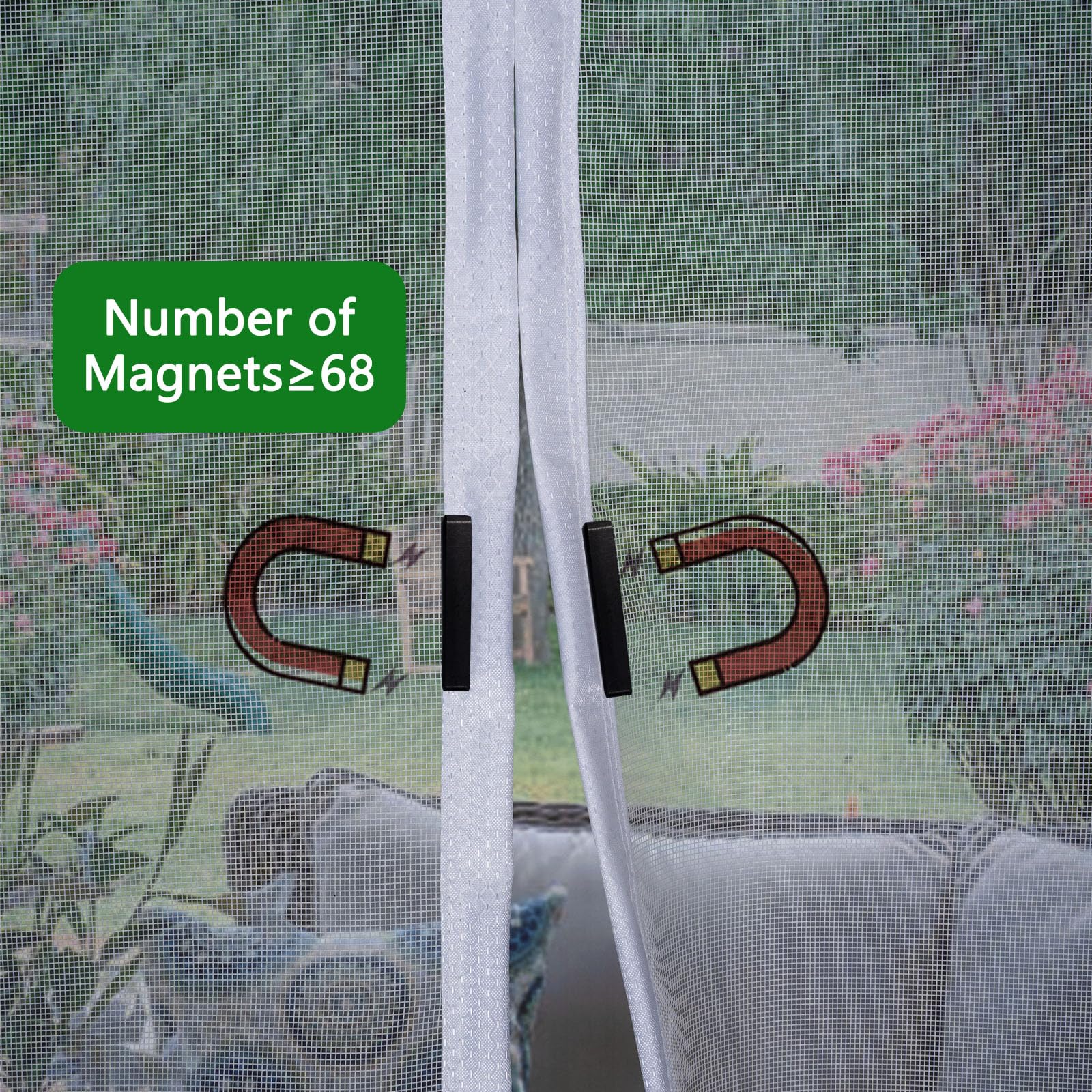 MAGICDOOR Doppelt Öffnendes Fliegengitter Tür Magnet 155x230cm-Weiß