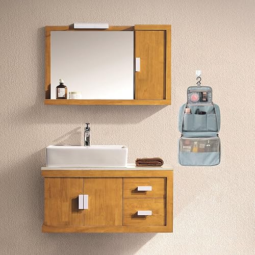 Miniatura 7 de Neceser de viaje colgante, kit plegable Dopp impermeable, organizador de cosméticos para hombres, mujeres y niñas, gran capacidad con cremalleras