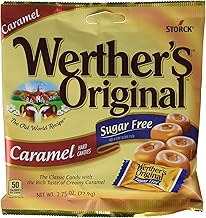 Werther's Original Sugar Free Caramel Hard Candies - Individually Wrapped Hard Candies for Halloween, Parties, or Snacks - 2.75 oz Bags (Pack of 12)