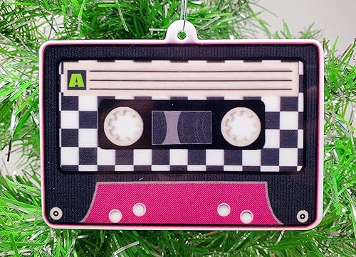 Cinta de casete de los años 80 con temática retro adorno navideño (C74)