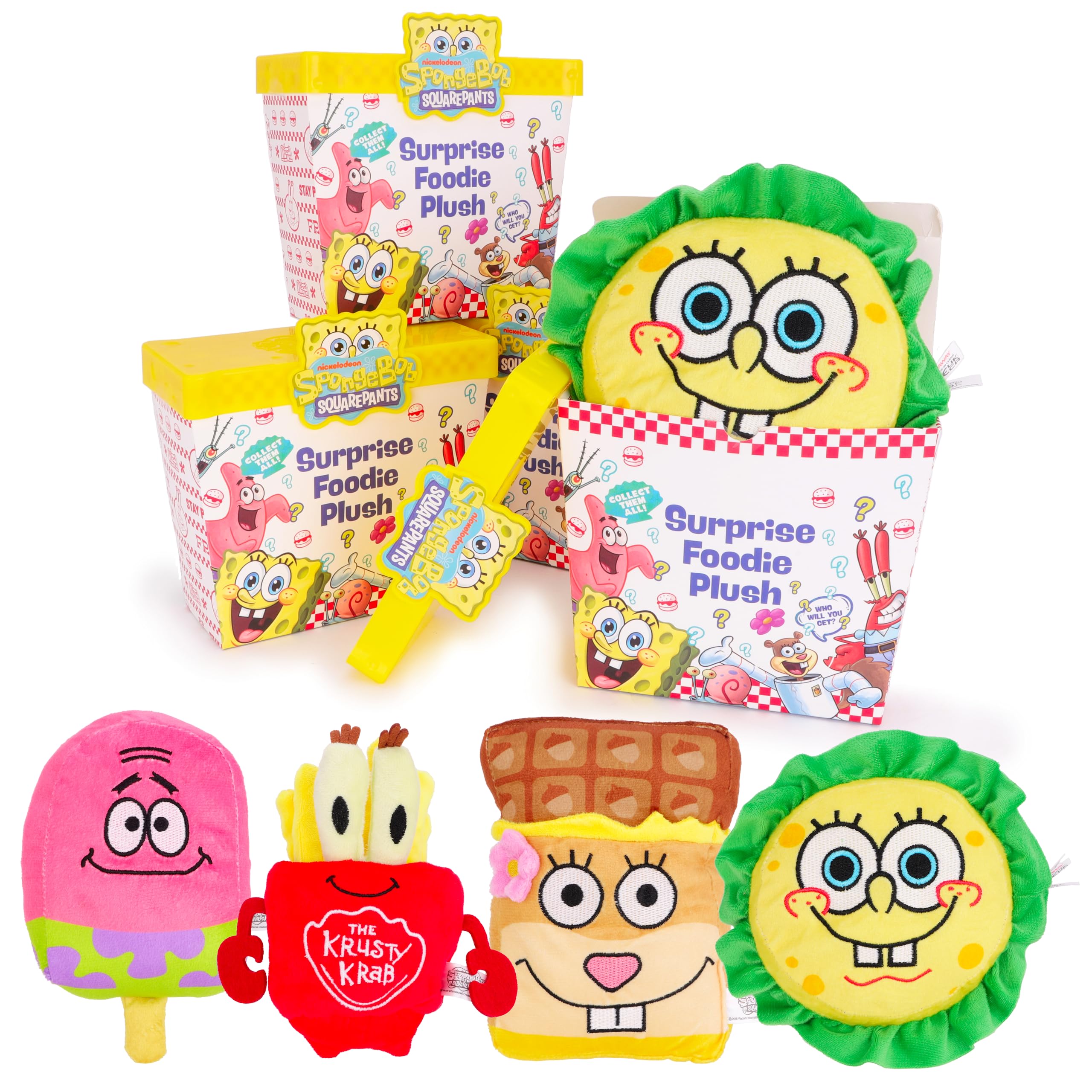 Toyland® 17cm (7”) SpongeBob SquarePants - Surprise Food Plush - Official Nickelodeon Soft Toy - Collect All Four Designs - 1 Chosen At Random - Suitable From Birth