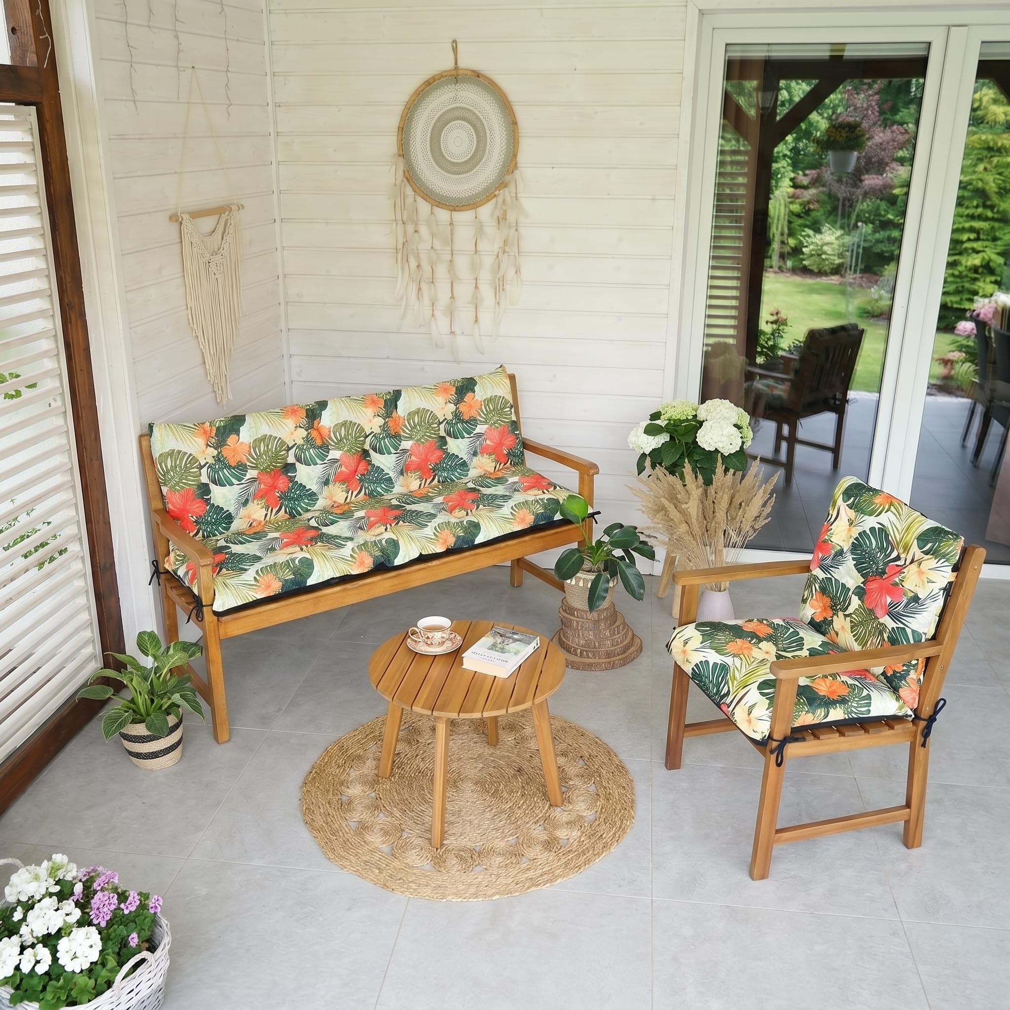 4L Textil Cuscini da Esterno Cuscino per Panca da Esterno Cuscino per panchina da Giardino Cuscini Dondolo 3 posti Cuscini per pallet (100x50x50 cm, Verdi Tropicale)