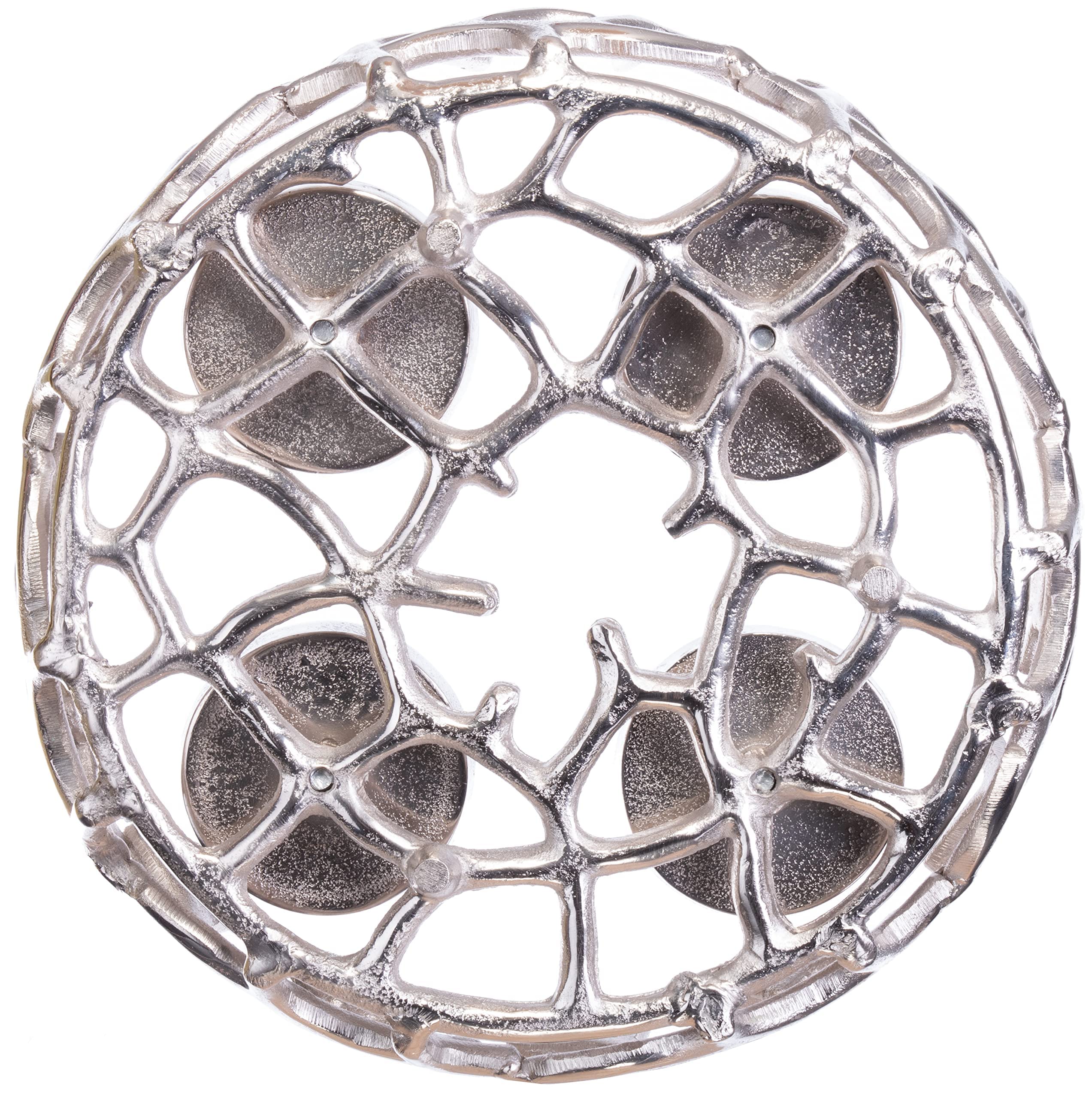 Brandsseller Adventskranz Silber Ø 28 cm – Stilvoller Kerzenhalter für 4 Kerzen - Moderner Weihnachtskranz aus Aluminium mit stilisierten Ästen, Elegante Tischdeko
