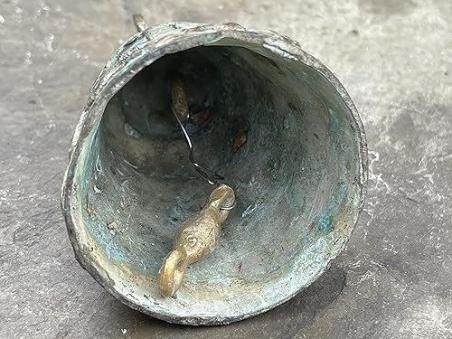 Miniatura 6 de Campana de templo tailandés hecha a mano, campana de elefante de la suerte de latón, campana budista colgante de Tailandia, bronce fundido