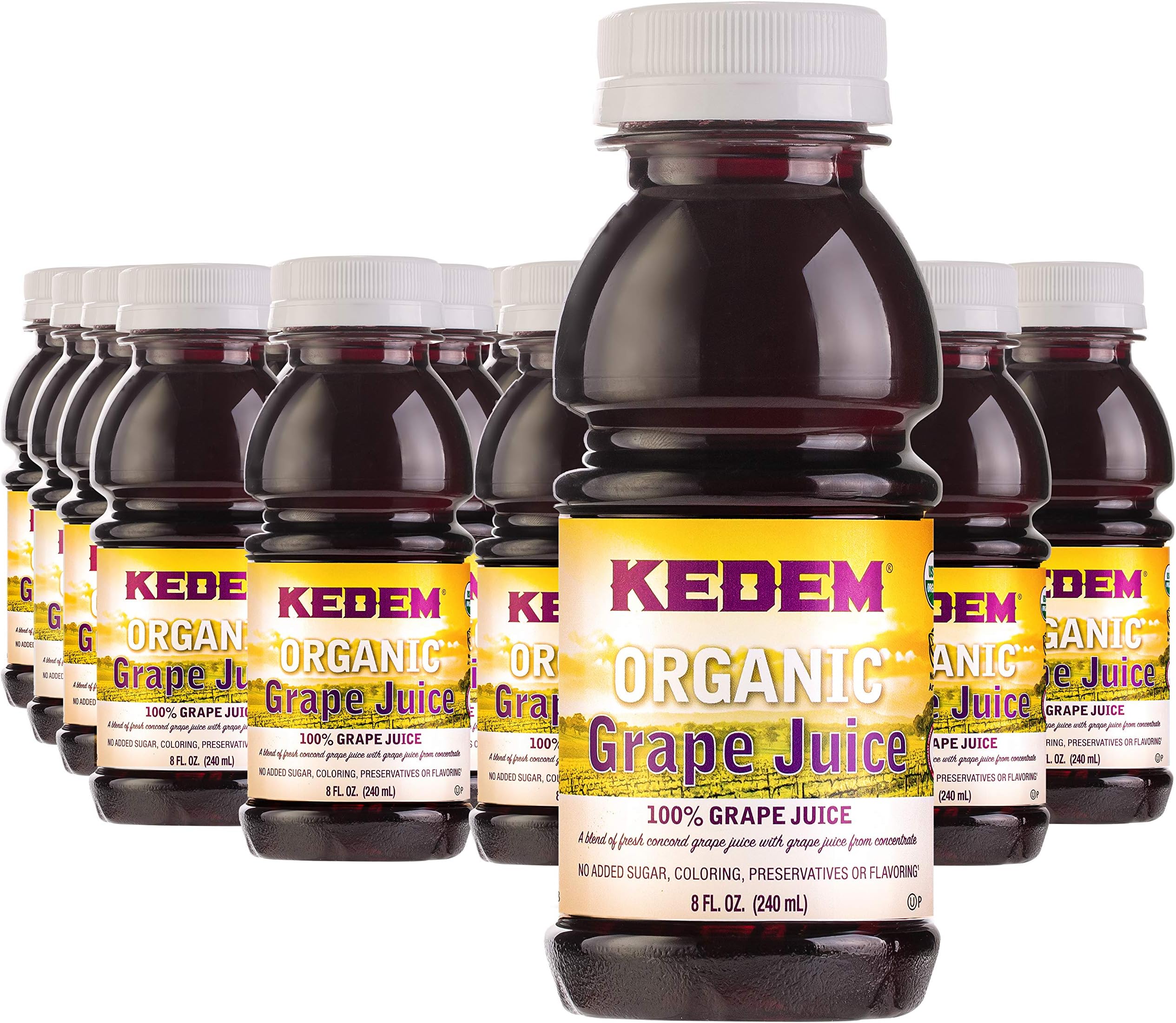 kedem Organic Grape Juice 8oz (24 Pack) Made with Concord Grapes. No Sugar, Coloring, Flavoring or Preservatives Added