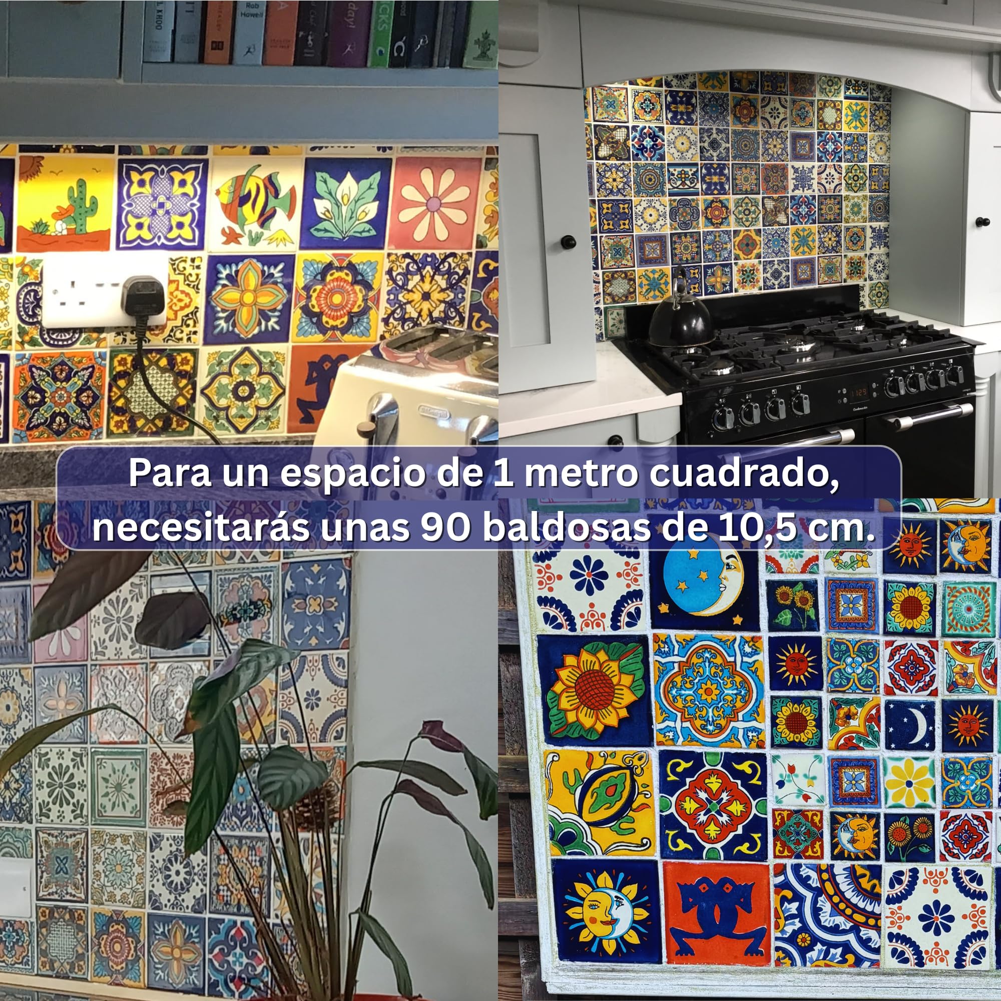 Tumia LAC Azulejos Mexicanos Artesanales de Talavera de 10.5cm