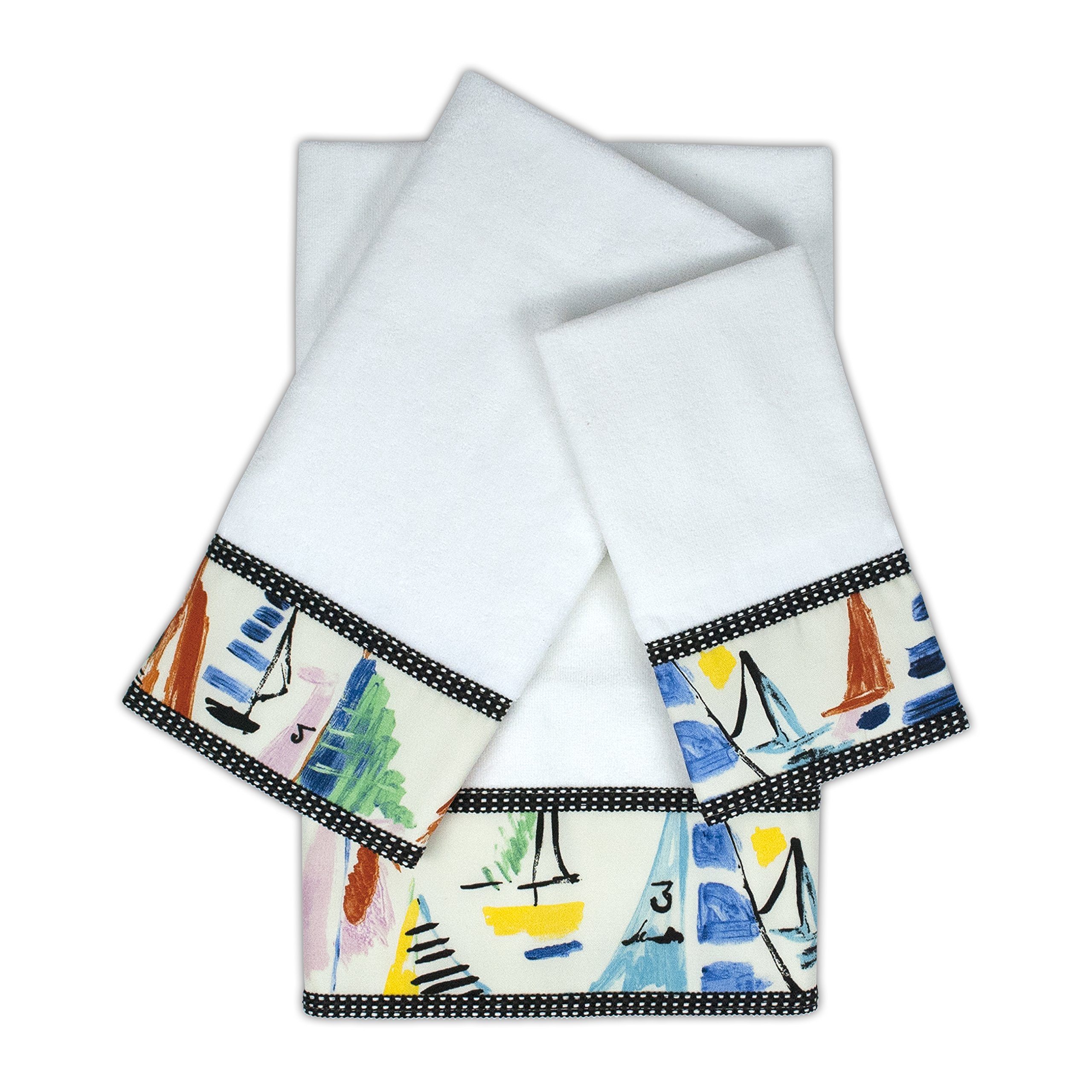 Sherry KlineSailboat White 3-Piece Embellished Towel Set