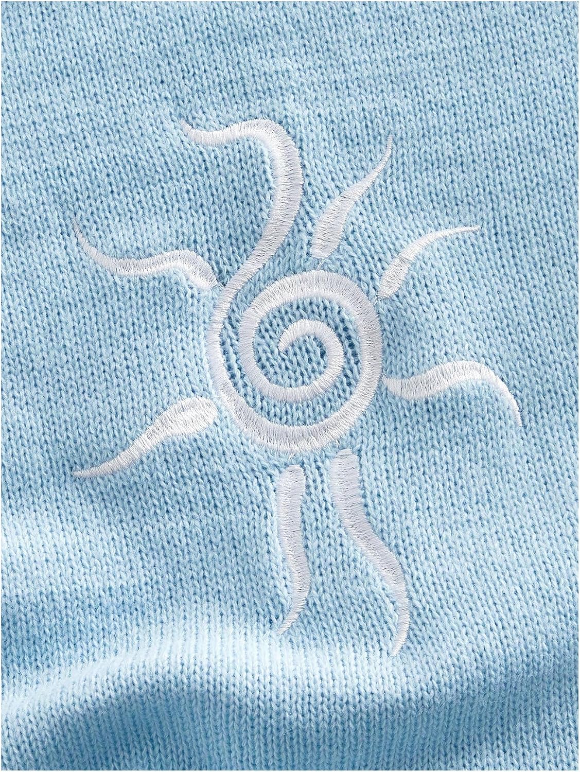 OYOANGLE Men's Graphic Embroidered Sweater Vest Crew Neck Sleeveless Sweaters Preppy Pullover Tops Knitwear