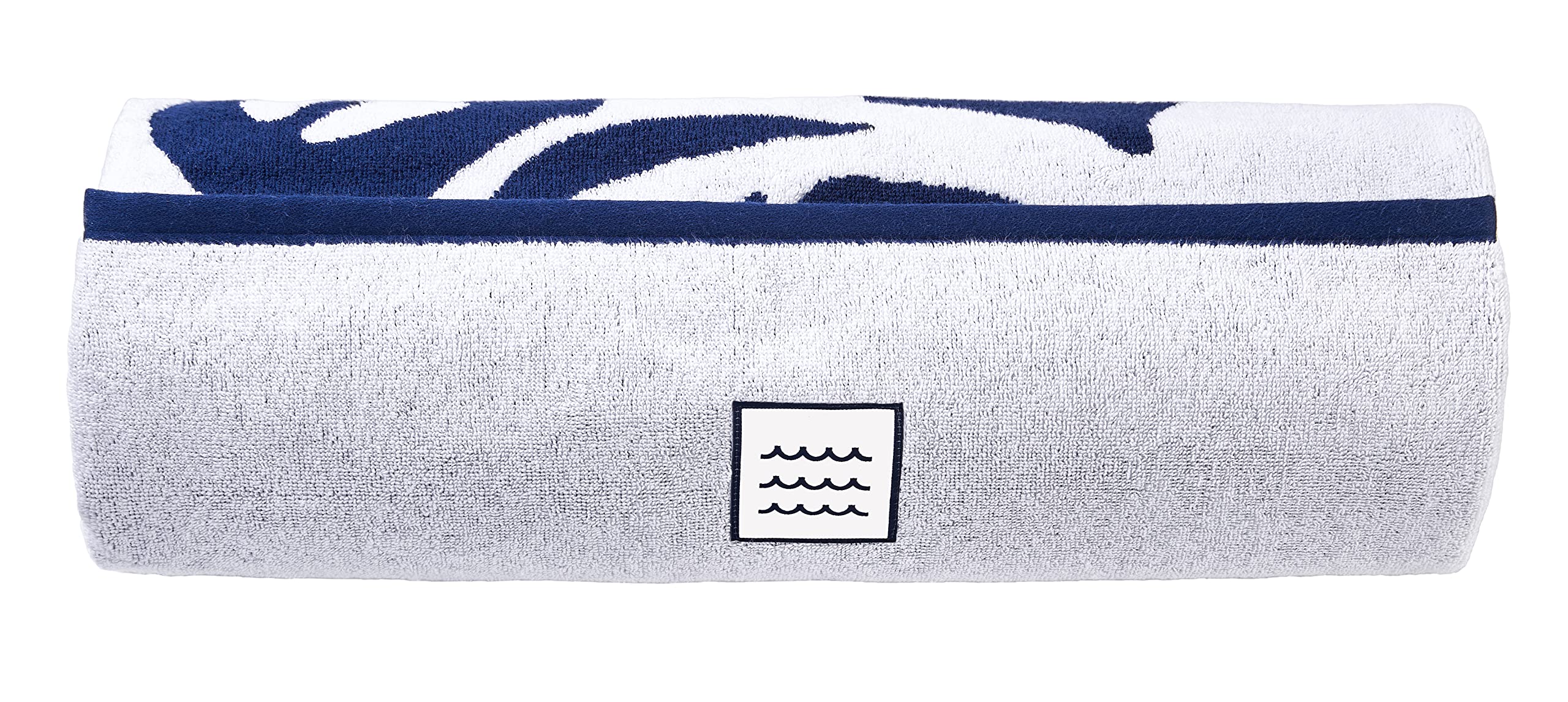 Strandhandtuch Turtle, Strandtuch - XXL 100x180 groß, Weiß, Blau - 100% Baumwolle, Zertifiziert, Nachhaltig produziert in Portugal (Weiß - Blau)