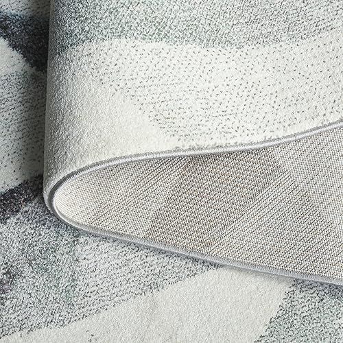 Miniatura 69 de SAFAVIEH Porcello Collection - Alfombra de área de 8 x 10 pies, gris claro y naranja, diseño abstracto moderno, no desprende pelusa y de fácil Gris