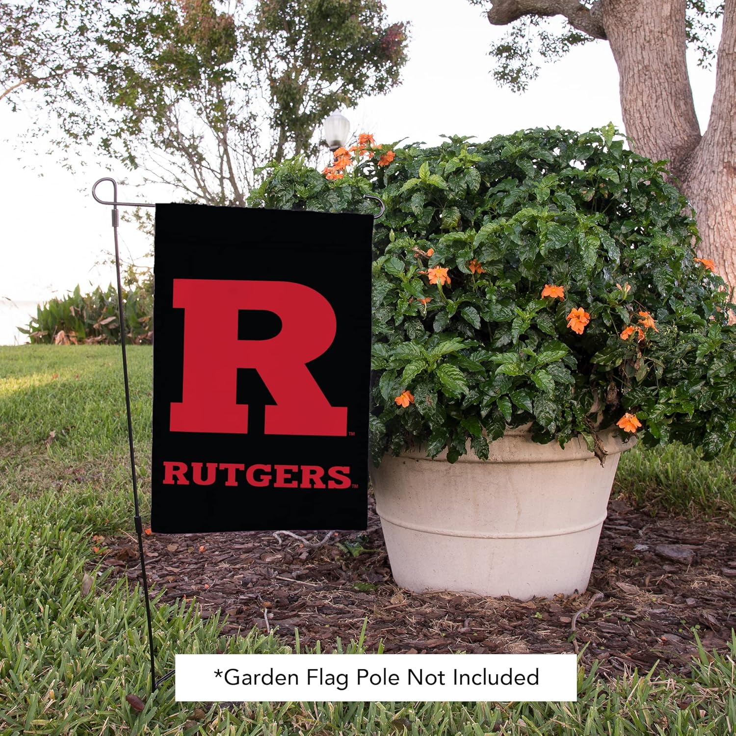 Desert Cactus Rutgers R Garden Flag – 19 x 12 inch Rutgers Scarlet Knights Banner, For Outdoor Display and Events (Design C)