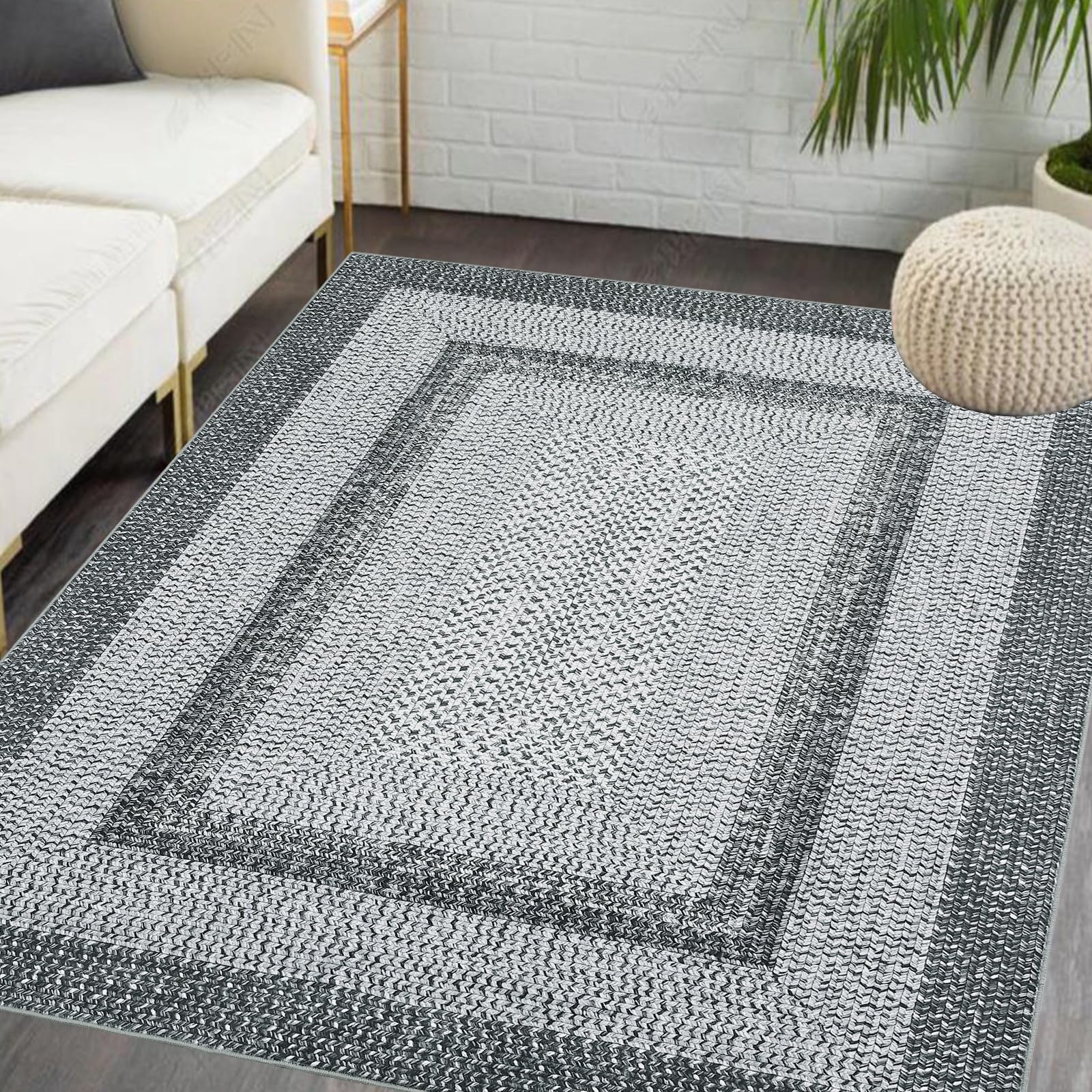 Garvee 5x7 Area Rugs Washable Rugs for Living Room, Boho Vintage Rug Non Slip Low Pile Stain Resistance Indoor Soft Large Carpet for Bedroom Dining