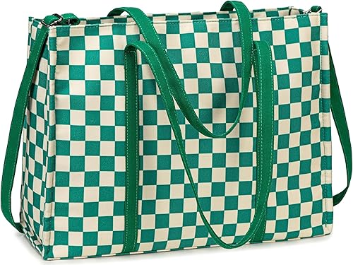 Miniatura 17 de Bolsa de mano para computadora portátil para mujer, bolsa de lona de 15.6 pulgadas, bolso de hombro para computadora, bolso de mensajero, bolso para