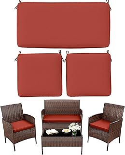 3 Pack Outdoor Replacement Cushions, Fit for 4-Seater Wicker Rattan Patio Conversation Set, 36x18x3,18x18x3, Liner & Cover