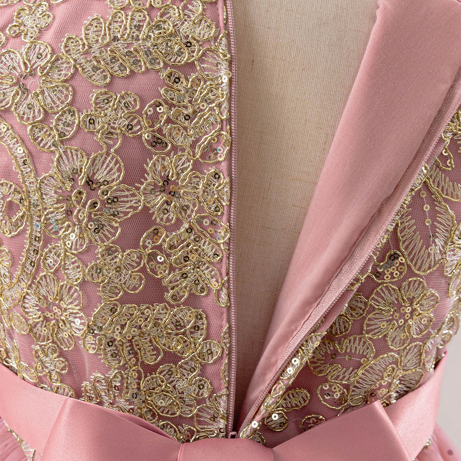 Vestido de niña con Bordado, Mangas abullonadas, tutú, Vestido de Fiesta para celebración de cumpleaños y Elegante Lazo, Atuendo Formal, de Tul, Transpirable y Ligero, Ideal para Verano