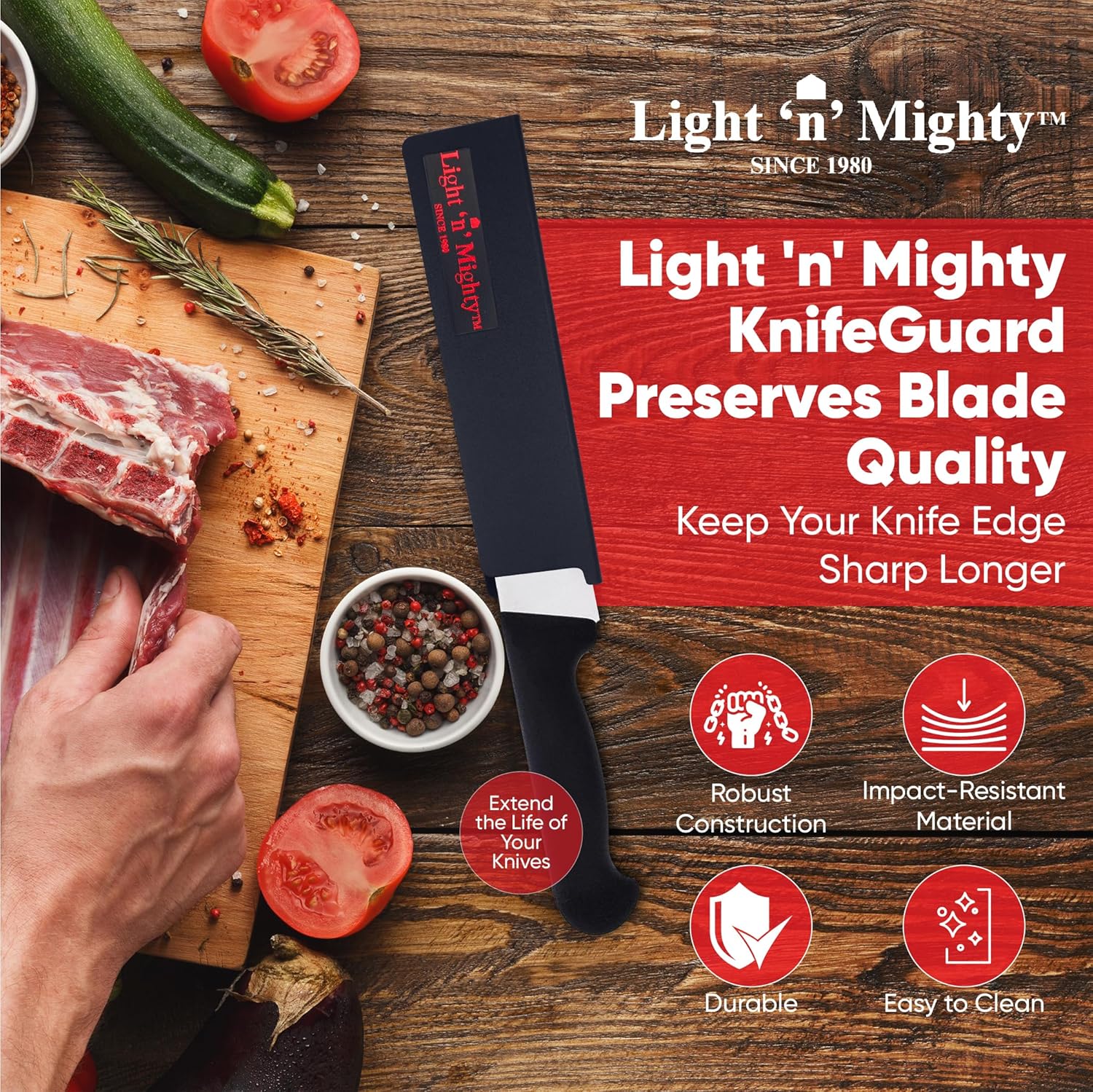 KnifeGuard Fits Carving and Utility Knife Blades up to 6-Inches, Keeps Edge Sharp Longer, Ensures Kitchen Safety