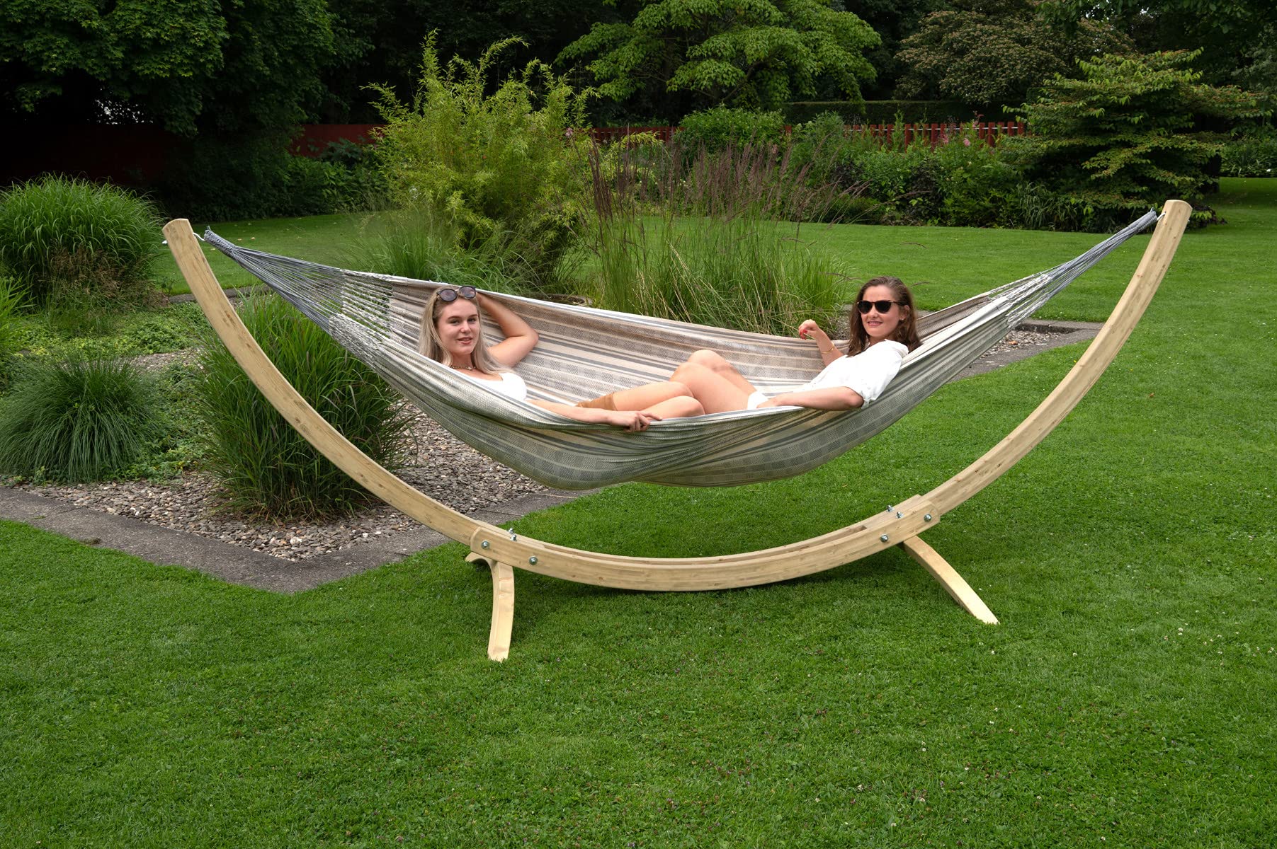 Tropilex Hamac de Jardin Camping pour 2 Personnes | Hamac Double avec Coussin | Capacité 180 kg Colombien | Fabriqué à la Main | Style Retro Comfort Gris 350 cm