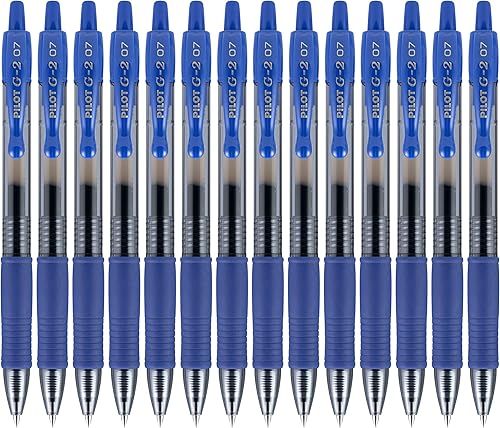 Pilot G2 Premium - Bolígrafo de tinta gel, recargable y retráctil, punta fina, tinta azul, paquete de 14 unidades (15361)
