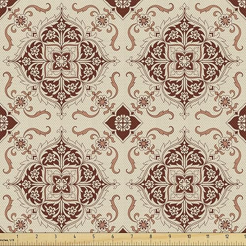 Miniatura 76 de Ambesonne The Yard, tela de mariquitas de The Yard, flores exóticas hibisco hawaiano follaje ilustración botánica flor de primavera, tela