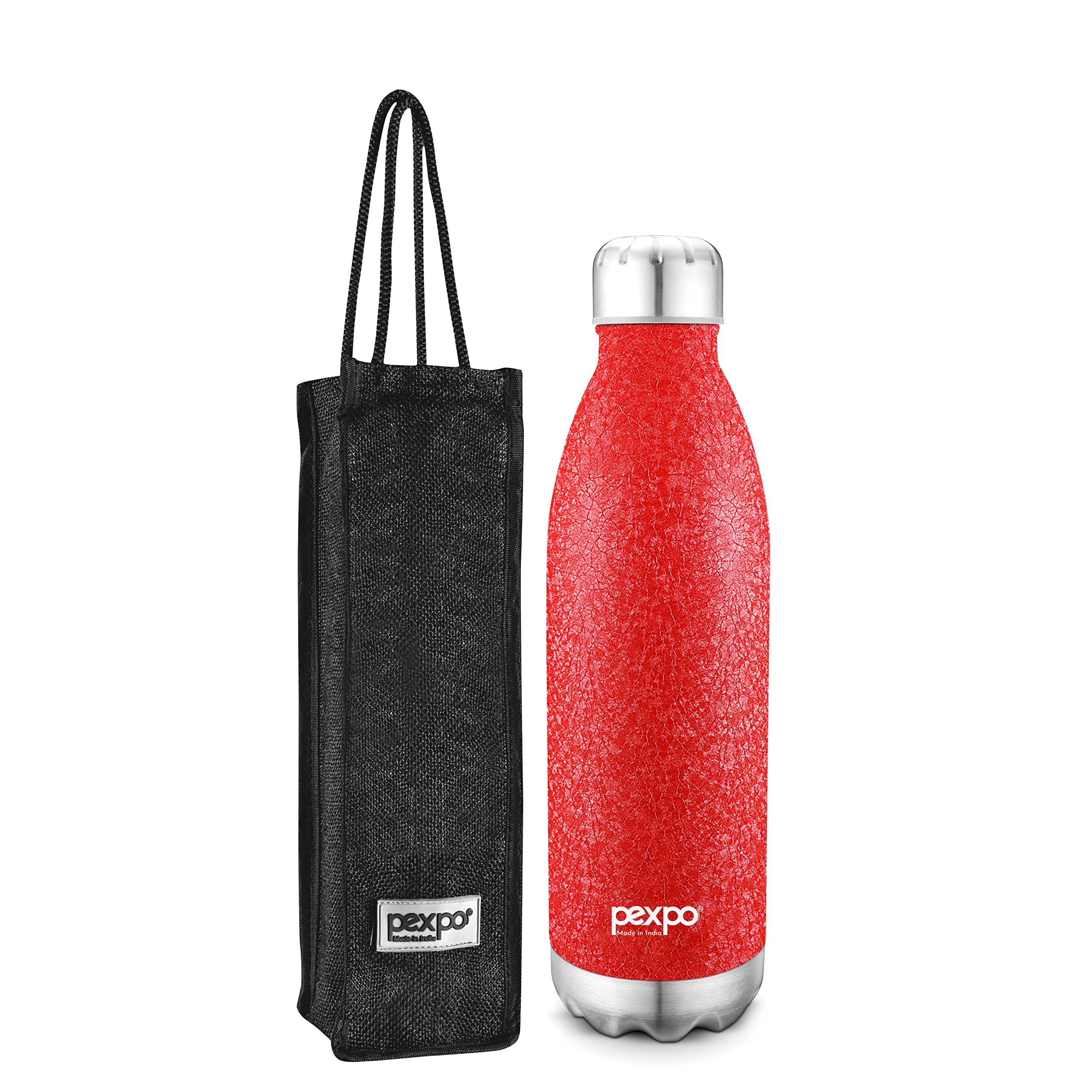 PEXPO Stainless Steel Hot And Cold Vacuum Insulated Flask With Jute Bag, 1.8L, Red, Electro | Lightweight & Keeps Drinks Hot/Cold For 24+ Hours, 1800.00 Milliliters