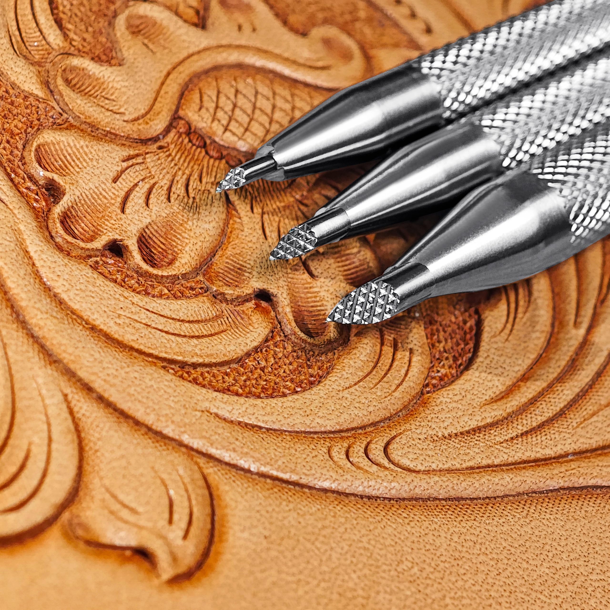 Lowhigh Sliver Leather Stamp Checkered Background Stamps 3Pcs Leathercraft Stamping Tool 304 Stainless Steel Mesh Pattern Carving Set For Crafting Carving Diy