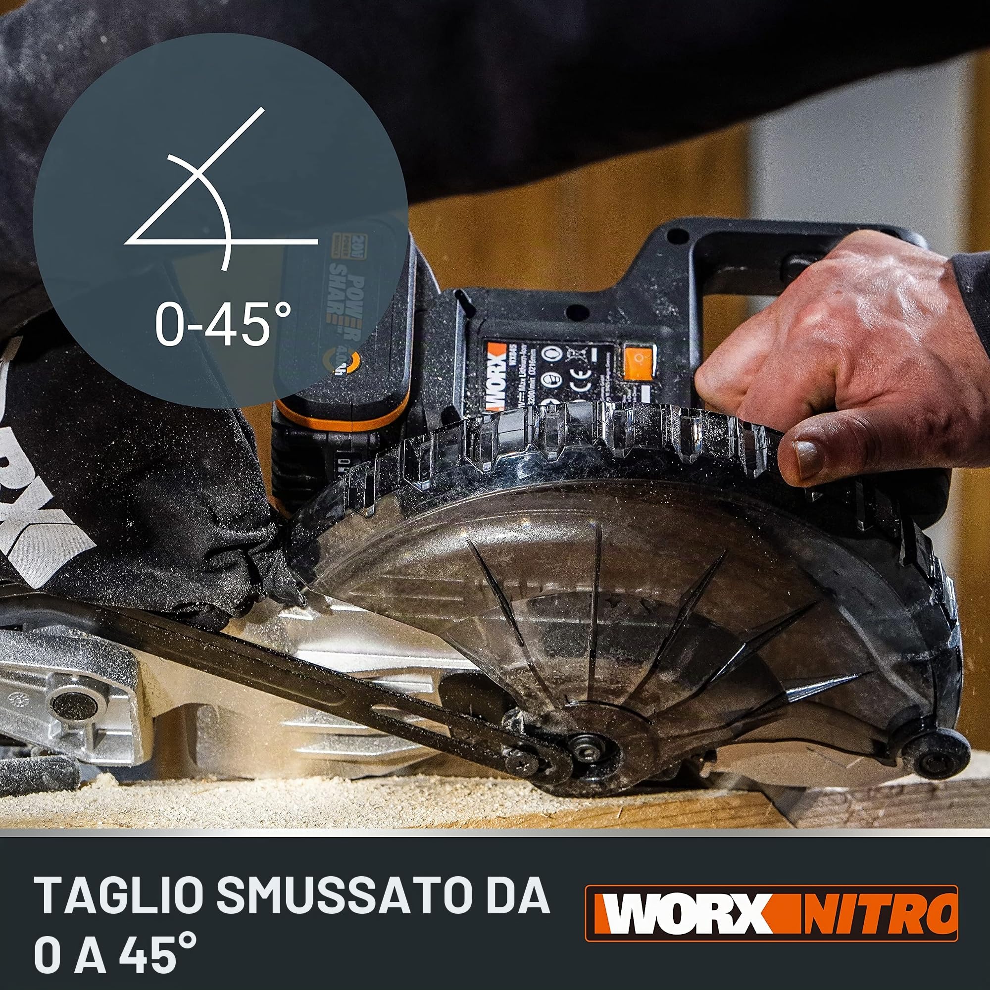 WORX WX845.9 Troncatrice scorrevole,220mm, senza batteria e caricabatterie