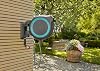 GARDENA 18620-20 Wall-Mounted Automatic Hose Box, RollUp M/L 85.2 ft 25 m, Blue Hose Reel 180 Degree Rotation, UV and Frost Proof German Brand Watering, Gardening, Watering