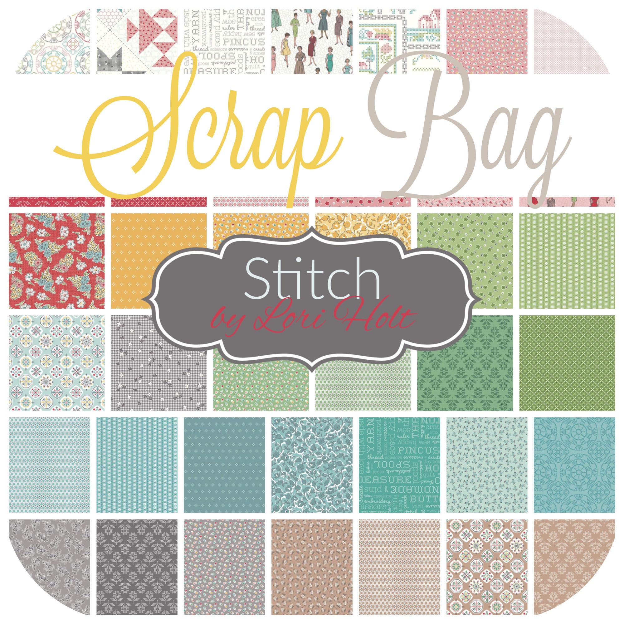 Stitch Scrap Bag (Approx 2 Yards) by Lori Holt for Riley Blake 2 Yards DIY Quilt Fabric