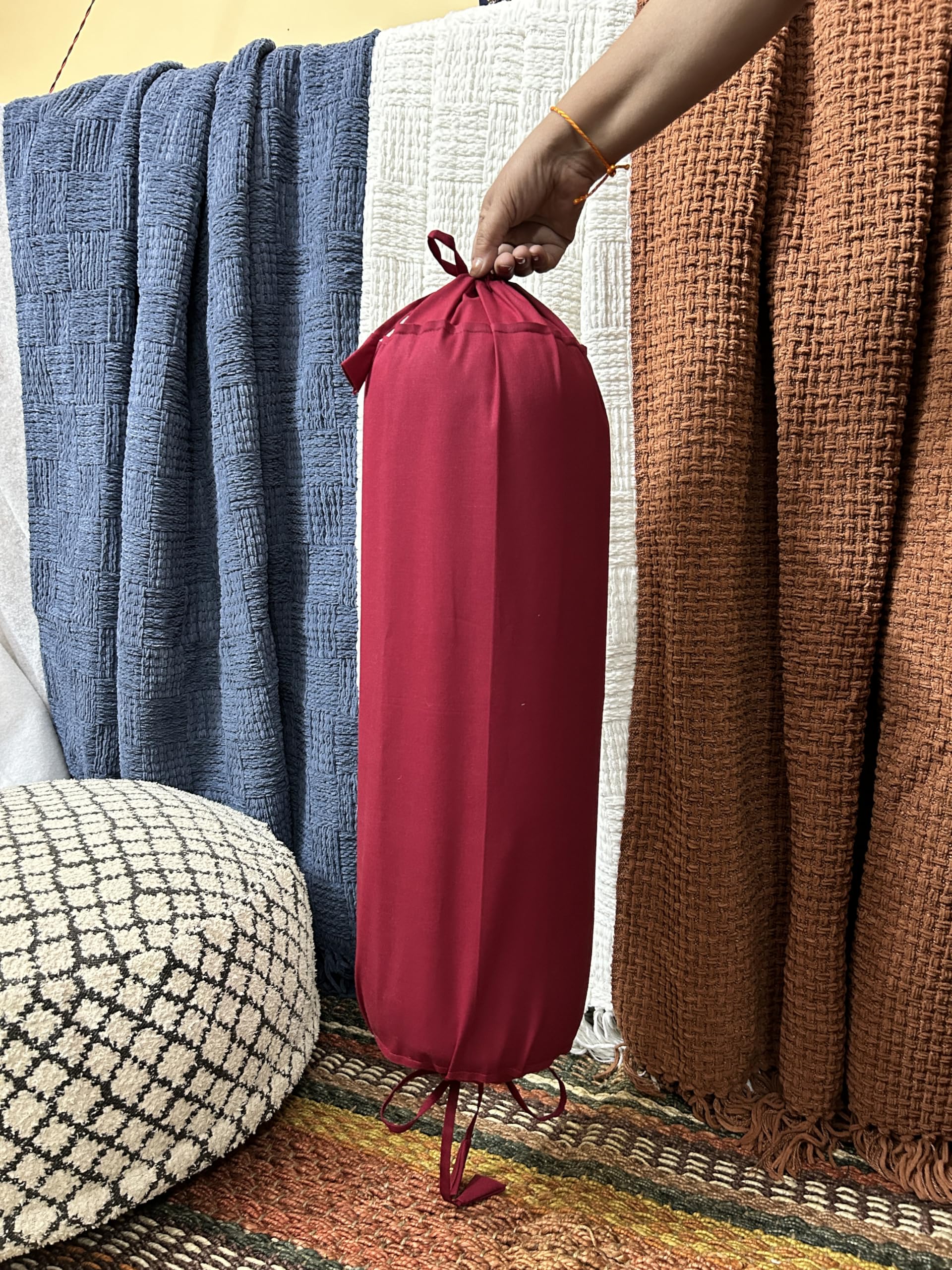 2 Pack Olive Green Cotton Neck Roll Pillow Covers, 6x26 Inches (15x66cm), Drawstring Closure For Cylindrical Bolster Pillows - View #4