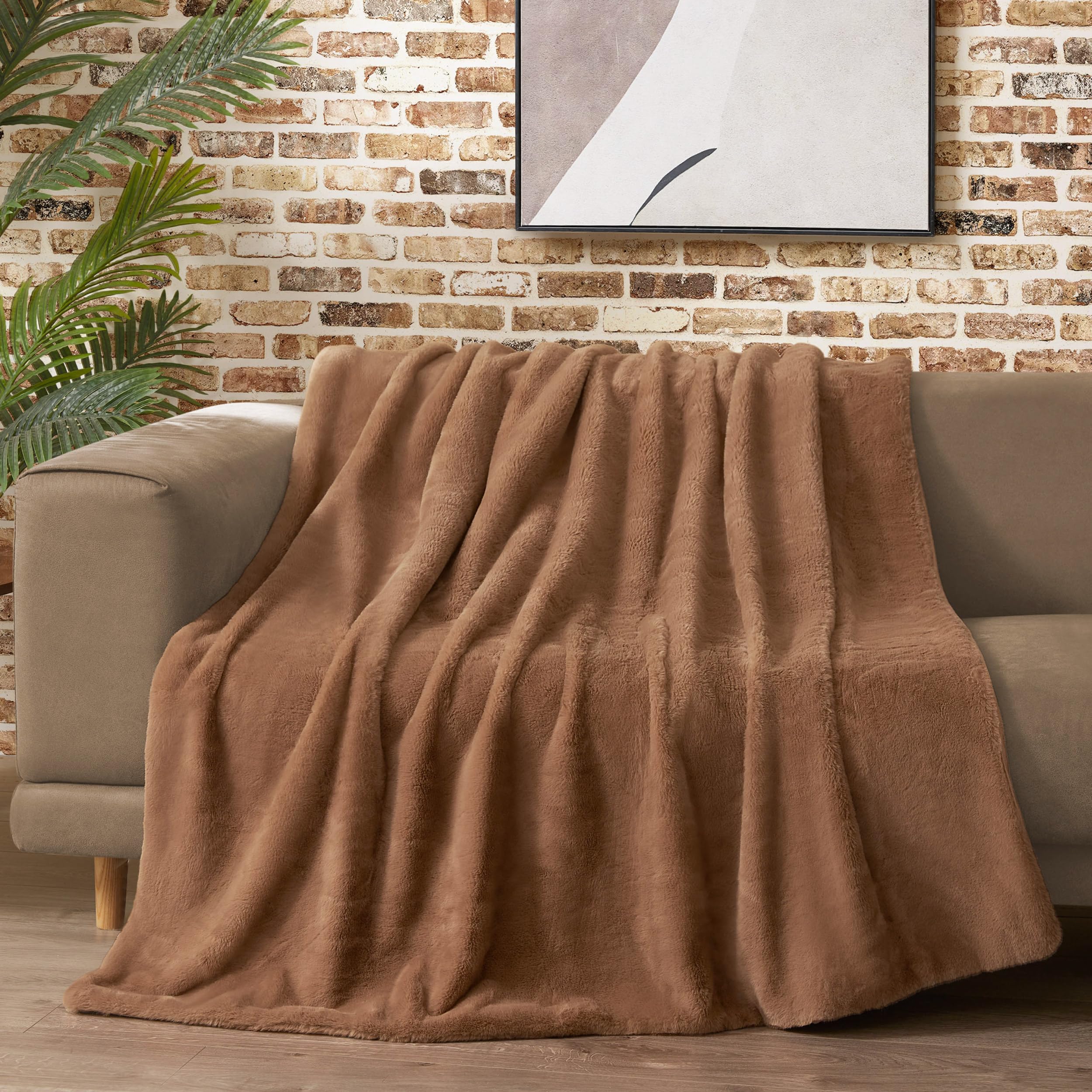 Amazon.com: Lucky Brand Solid Rabbit Mink Faux Fur Throw Blanket